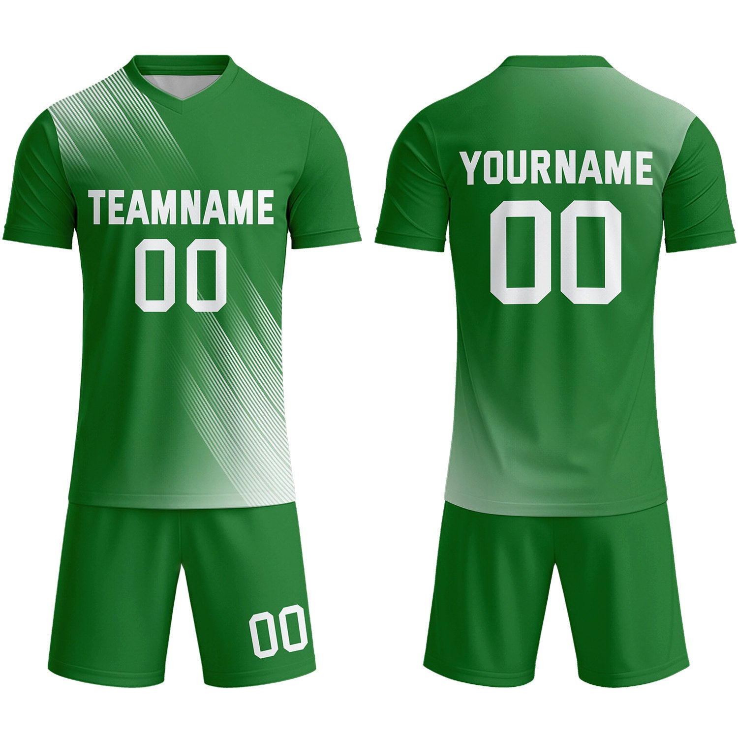 Custom Forest Green & White Stripe Soccer Uniform Set for Teams & Individuals | Vosoli