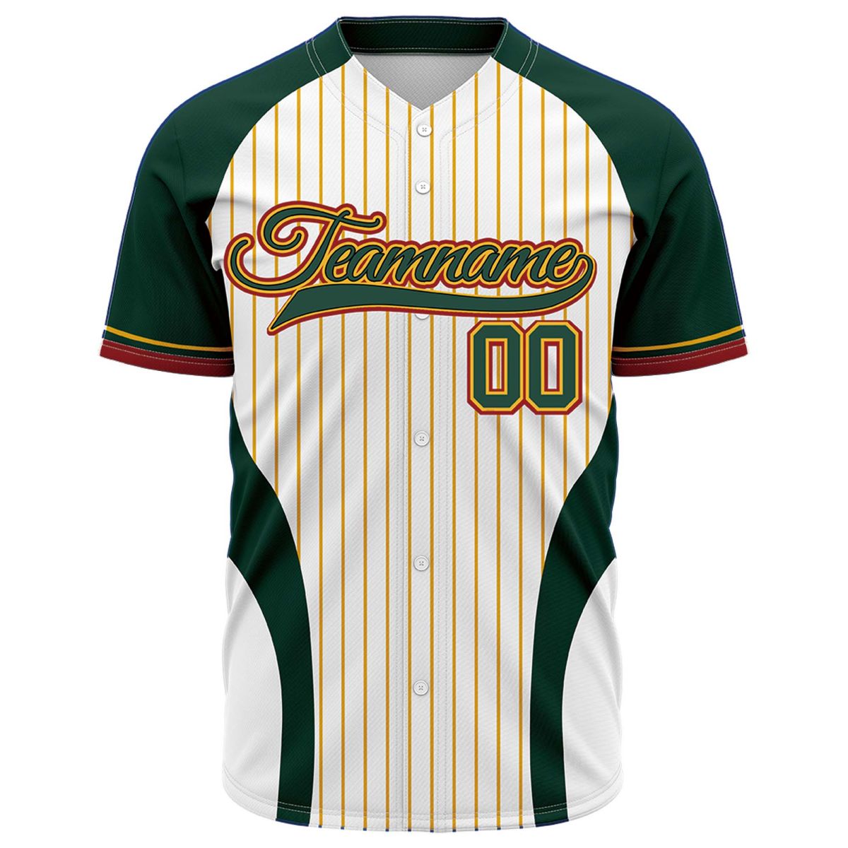 VOSOLI Custom Forest Green & White Pinstripe Baseball Jersey - Retro Team Uniform