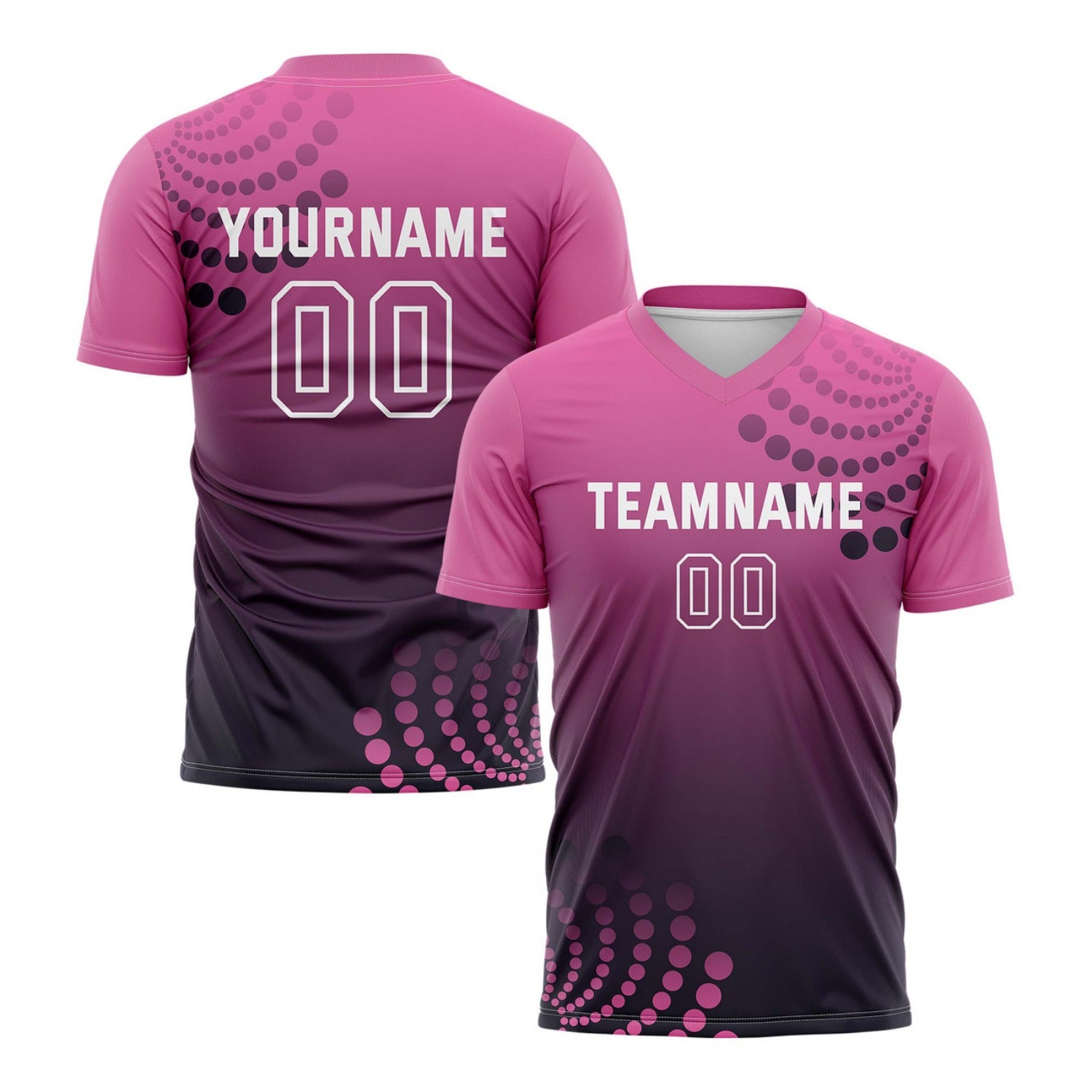Custom Fuchsia & Purple Dot Pattern Ombre Soccer Jersey for Teams & Individuals | Vosoli