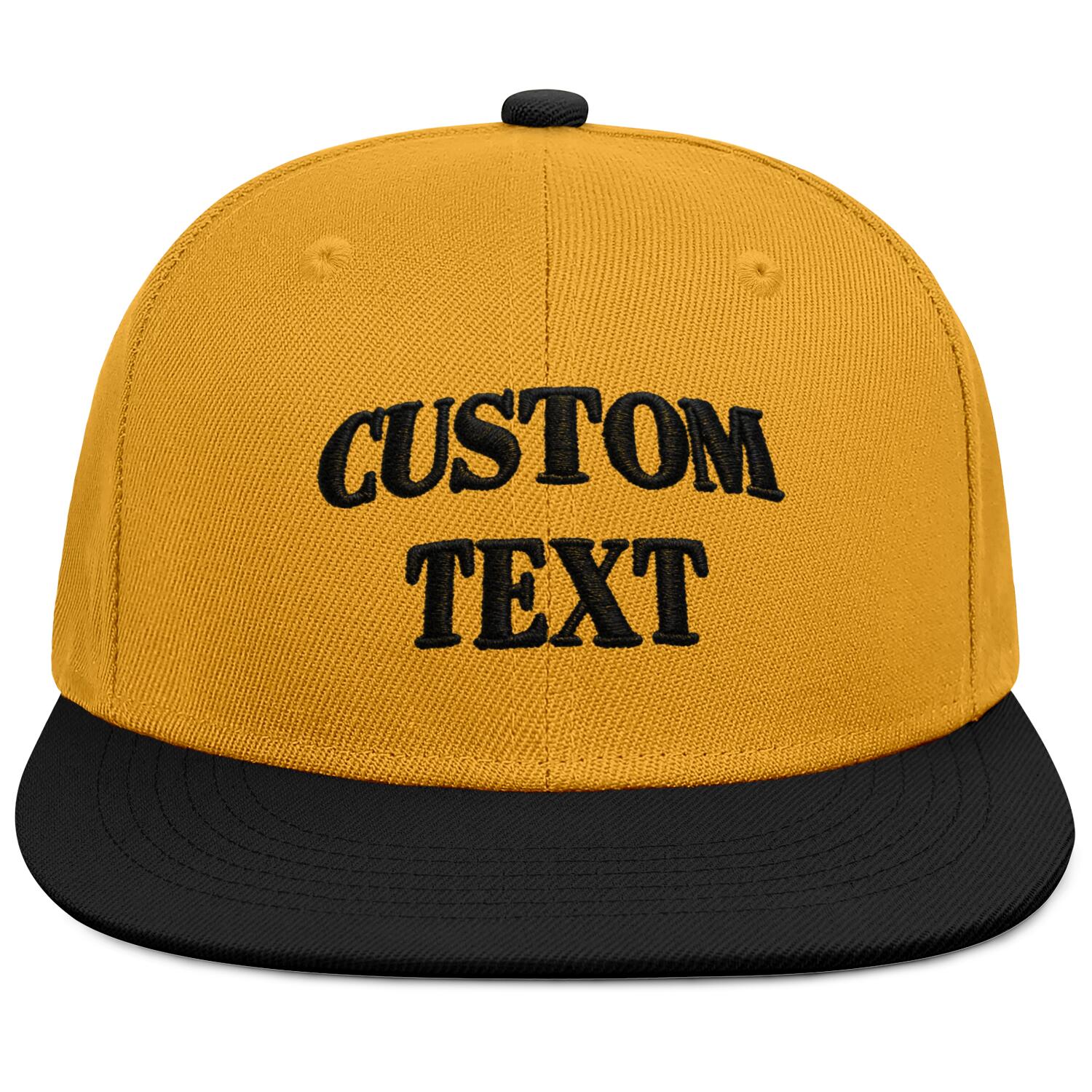 Vosoli Gold & Black Color-Block Flat-Brim Hat - Unisex Personal & Team Custom 3D Embroidery or Print Cap