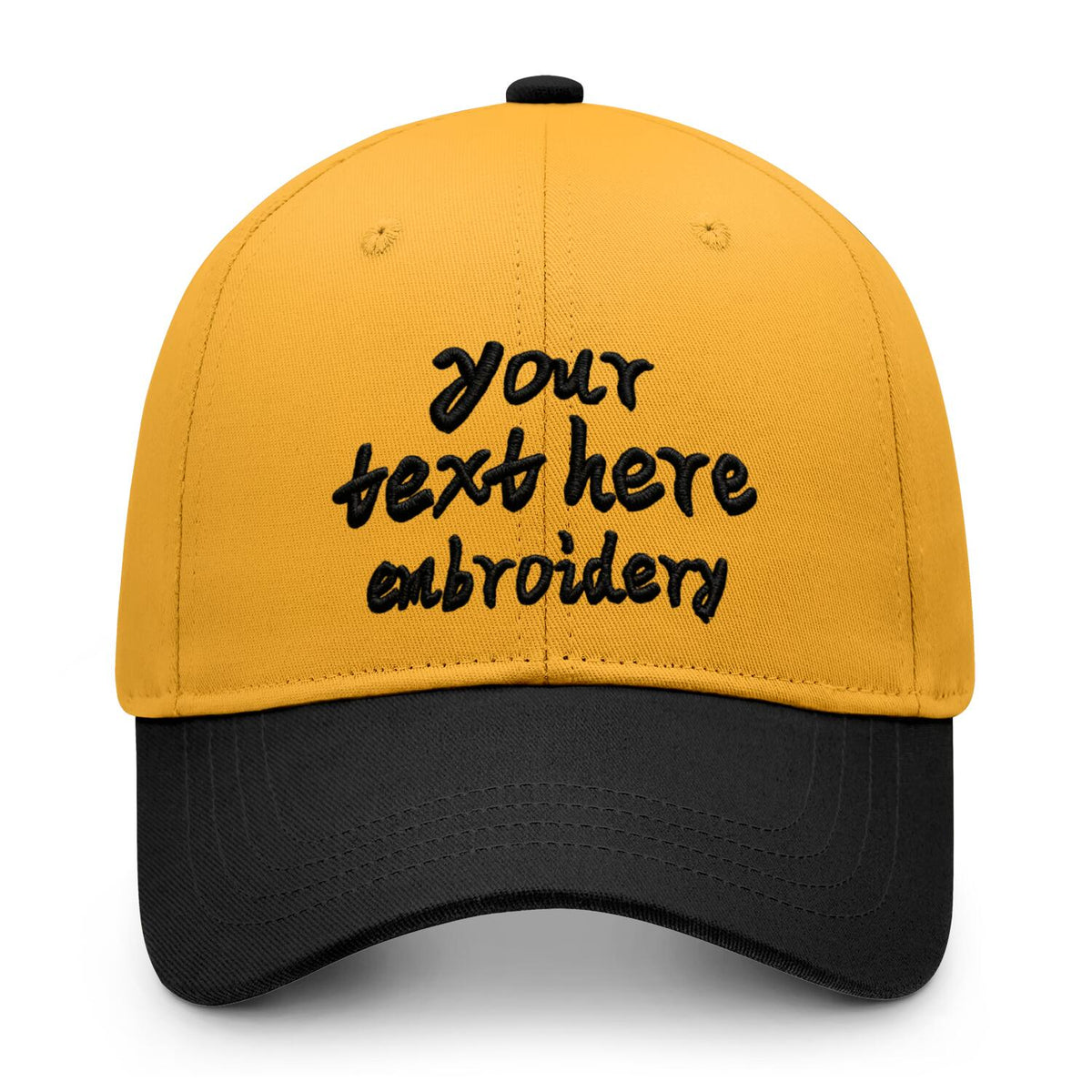 Vosoli Gold Black Two-Tone Baseball Cap - Unisex Custom 3D Embroidery or Print