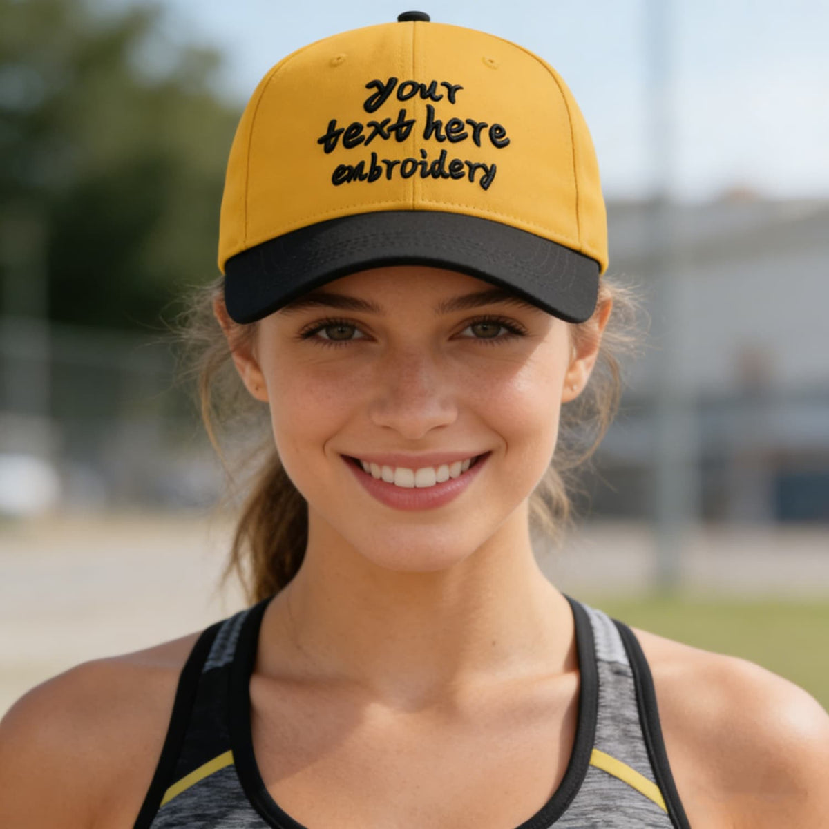 Vosoli Gold Black Two-Tone Baseball Cap - Unisex Custom 3D Embroidery or Print