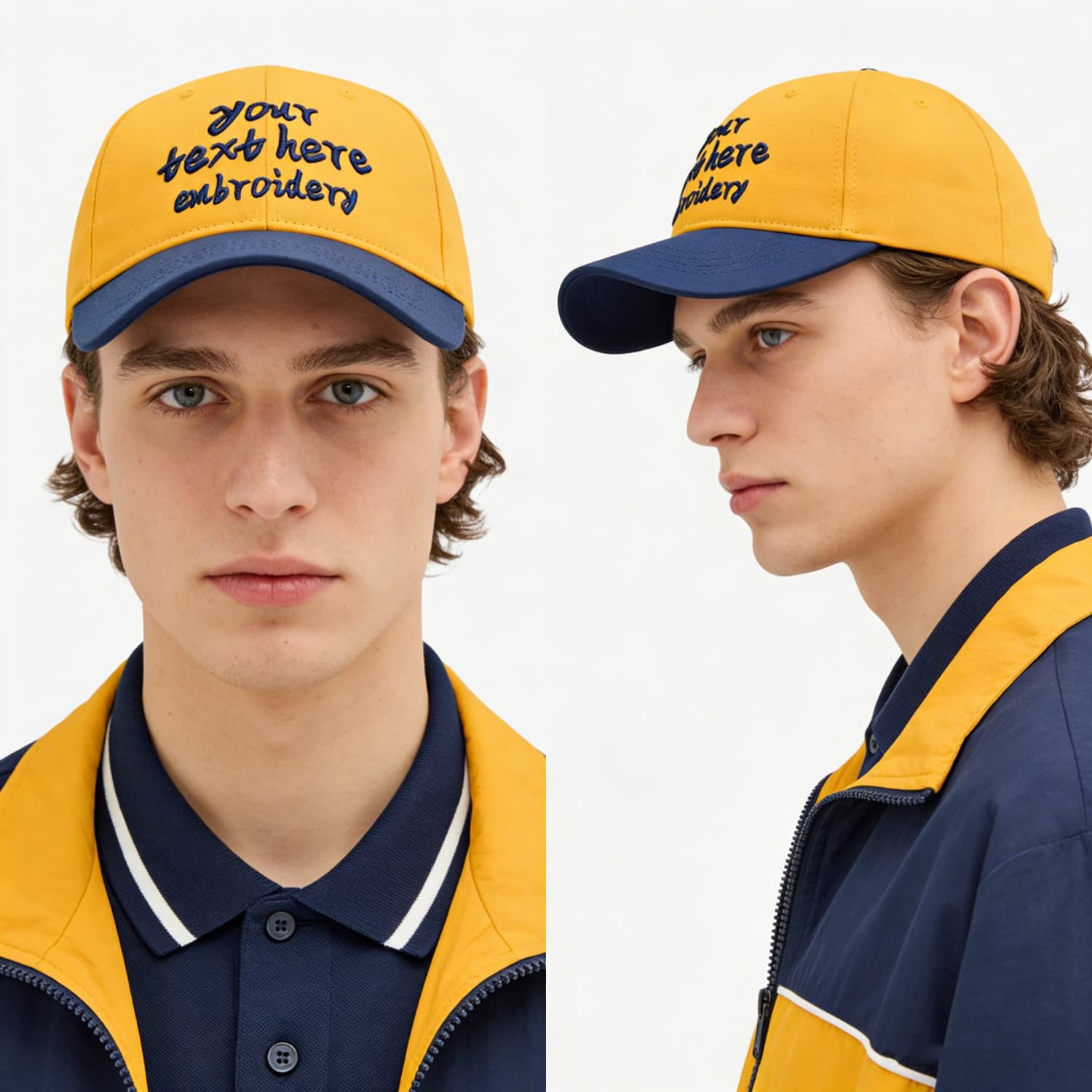 Vosoli Gold Navy Two-Tone Baseball Cap - Unisex Custom 3D Embroidery or Print