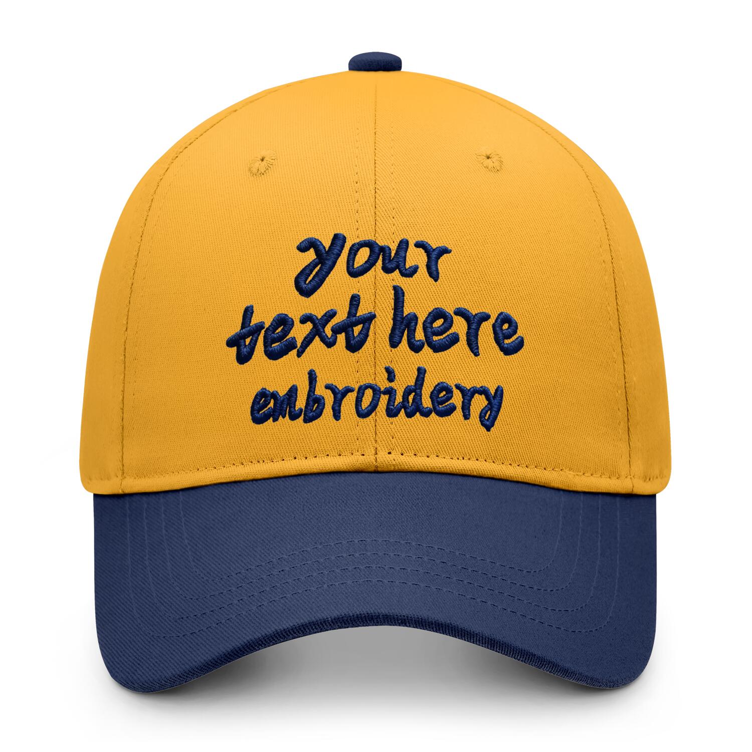 Vosoli Gold Navy Two-Tone Baseball Cap - Unisex Custom 3D Embroidery or Print
