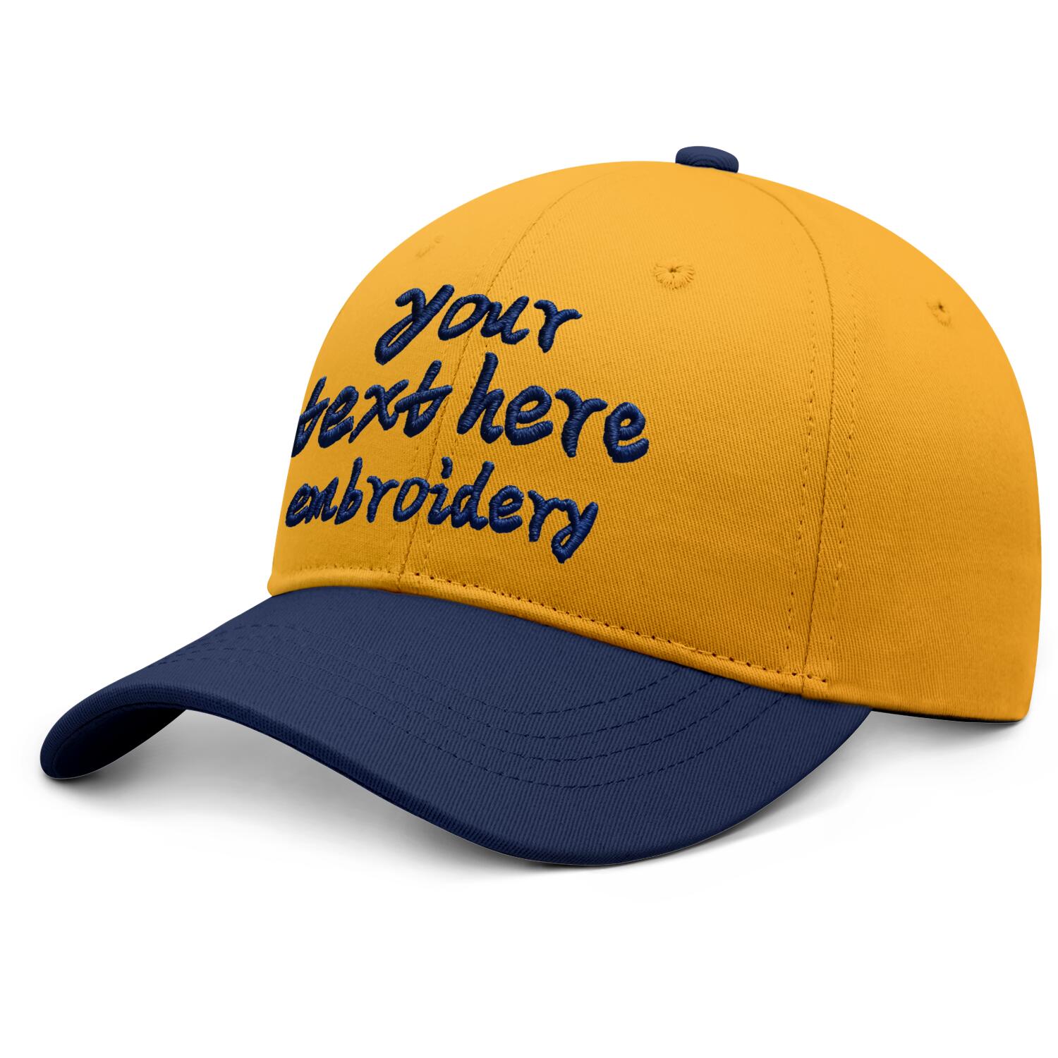 Vosoli Gold Navy Two-Tone Baseball Cap - Unisex Custom 3D Embroidery or Print