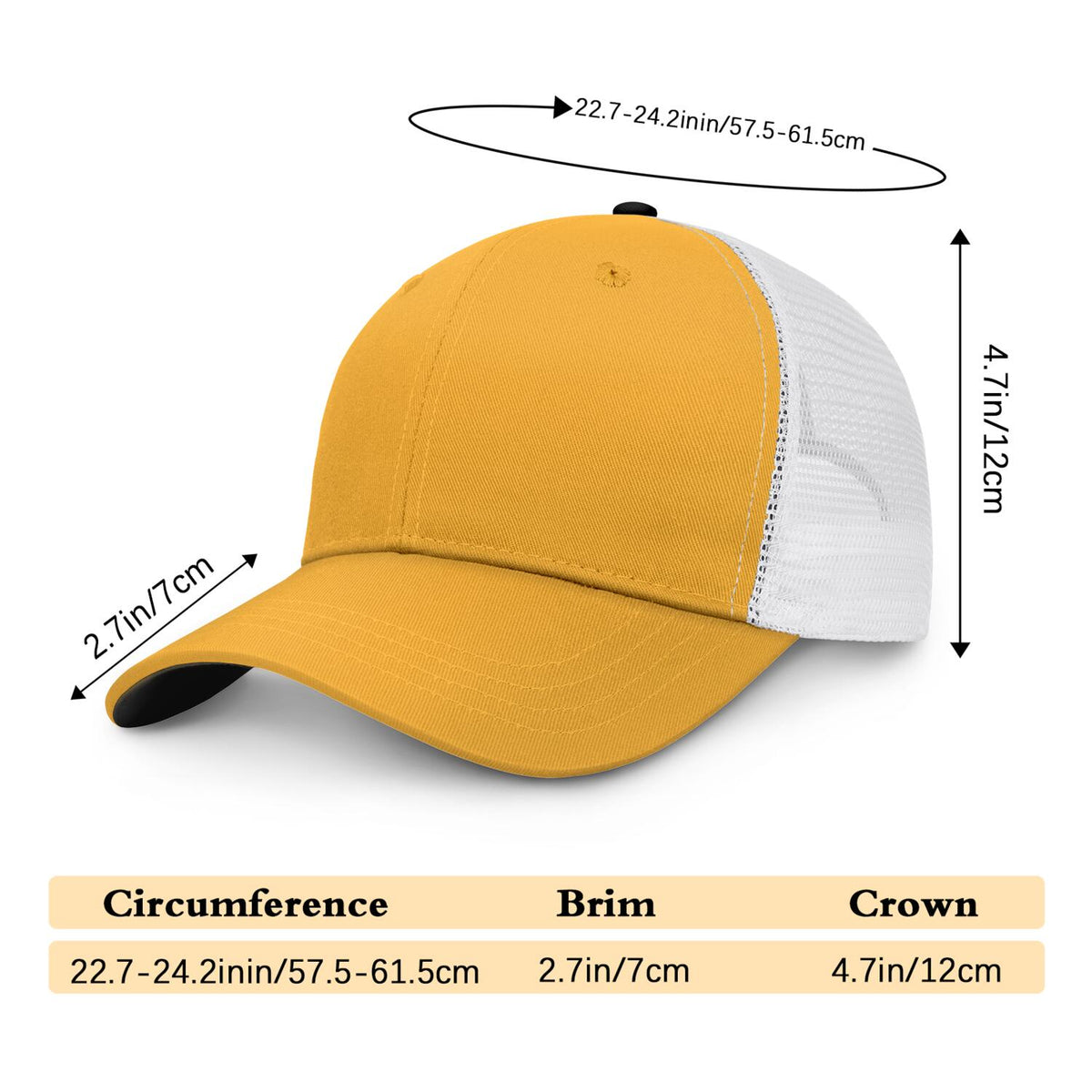 Vosoli Gold & White Mesh-Back Trucker Cap - Unisex Personal & Team Custom 3D Embroidery or Print Hat