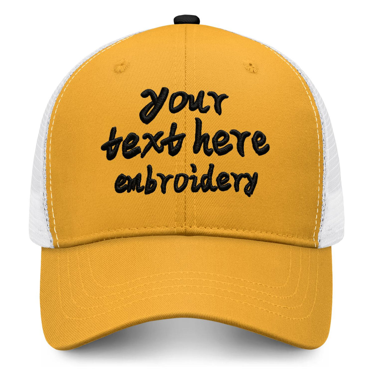 Vosoli Gold & White Mesh-Back Trucker Cap - Unisex Personal & Team Custom 3D Embroidery or Print Hat