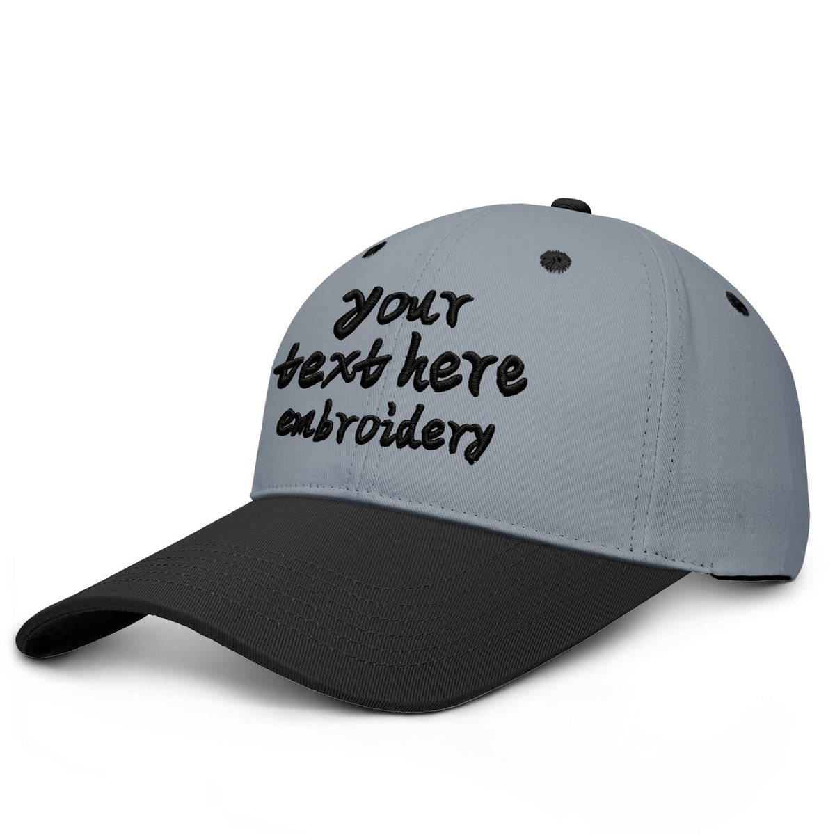 Vosoli Gray &amp; Black Color-Block Deep Bill Baseball Cap - Unisex Custom 3D Embroidery or Print Hat
