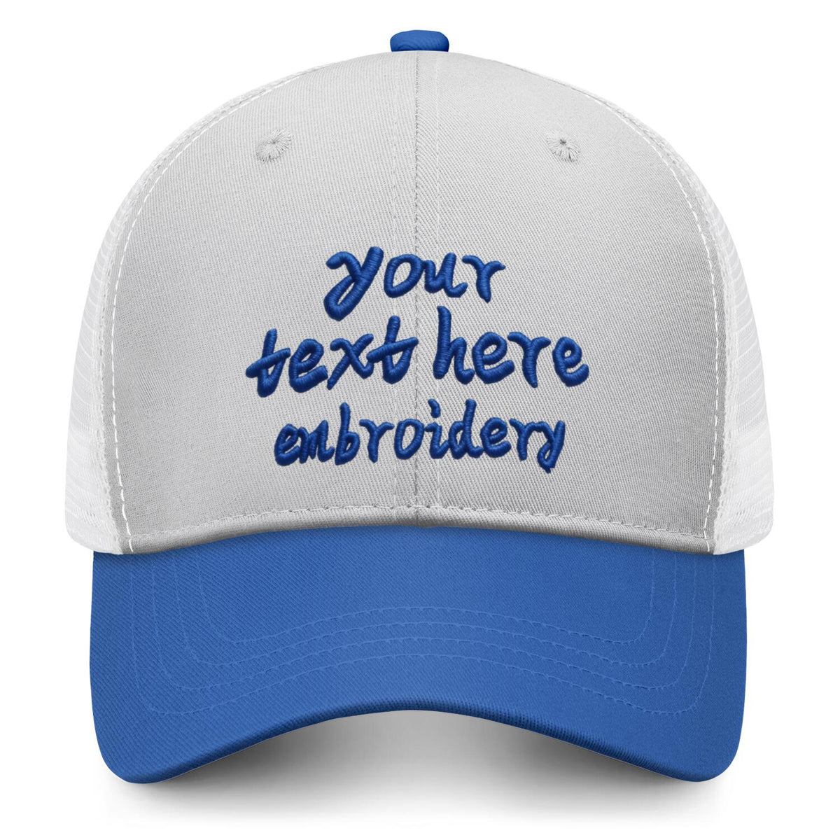 Vosoli Light Gray & Royal Blue Two-Tone Baseball Trucker Hat - Unisex Custom 3D Embroidery or Print