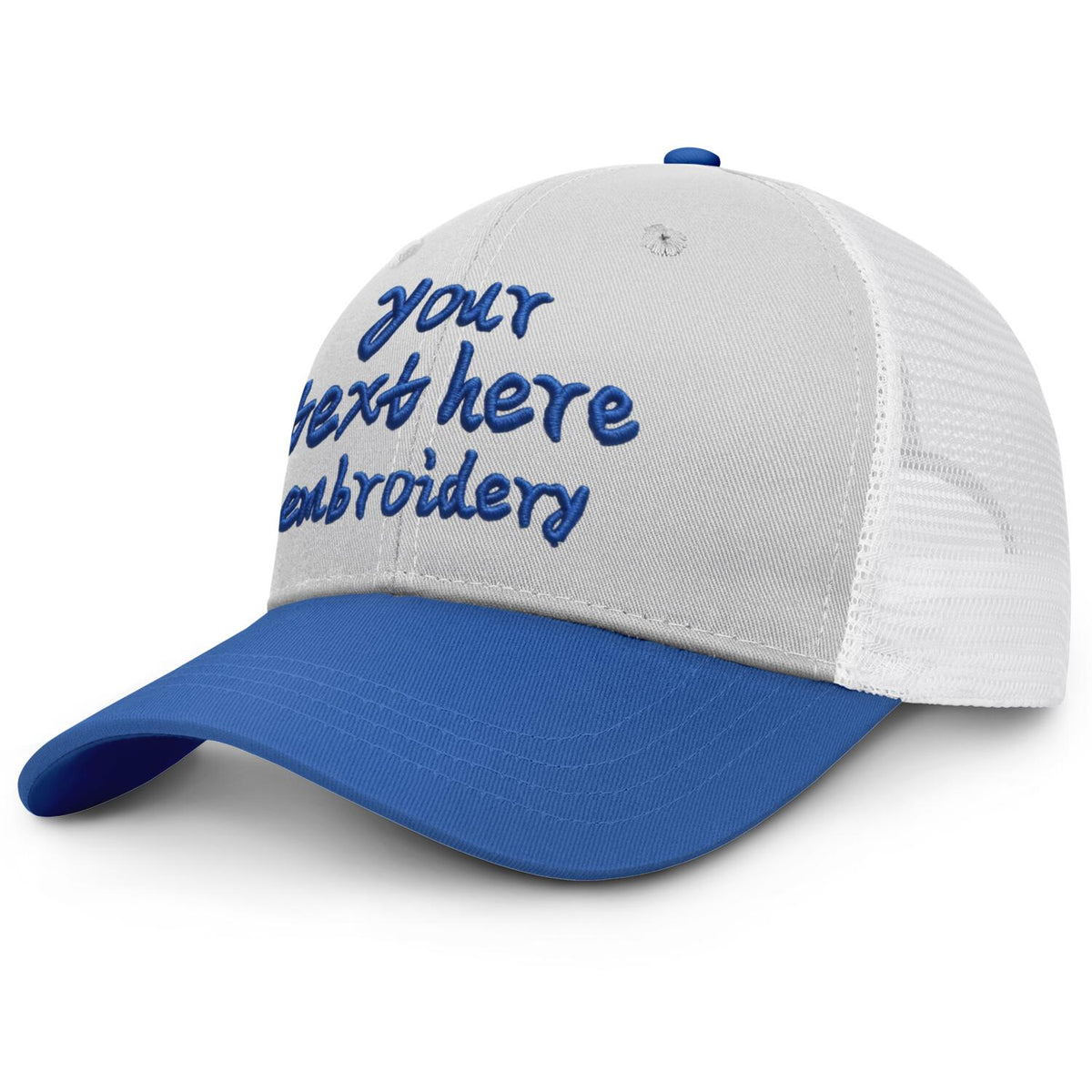 Vosoli Light Gray & Royal Blue Two-Tone Baseball Trucker Hat - Unisex Custom 3D Embroidery or Print