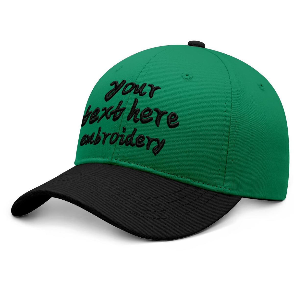 Vosoli Green Black Two-Tone Baseball Cap - Unisex Custom 3D Embroidery or Print