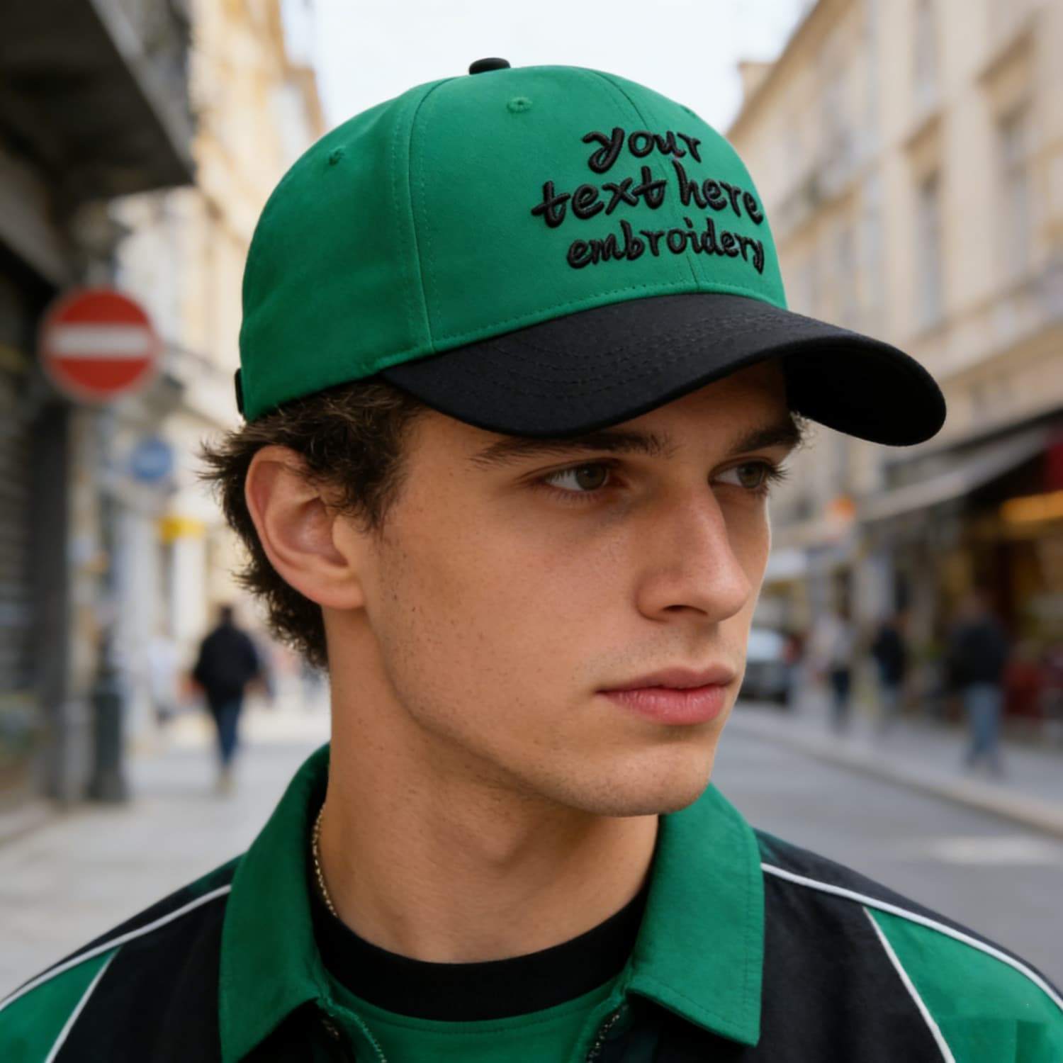 Vosoli Green Black Two-Tone Baseball Cap - Unisex Custom 3D Embroidery or Print