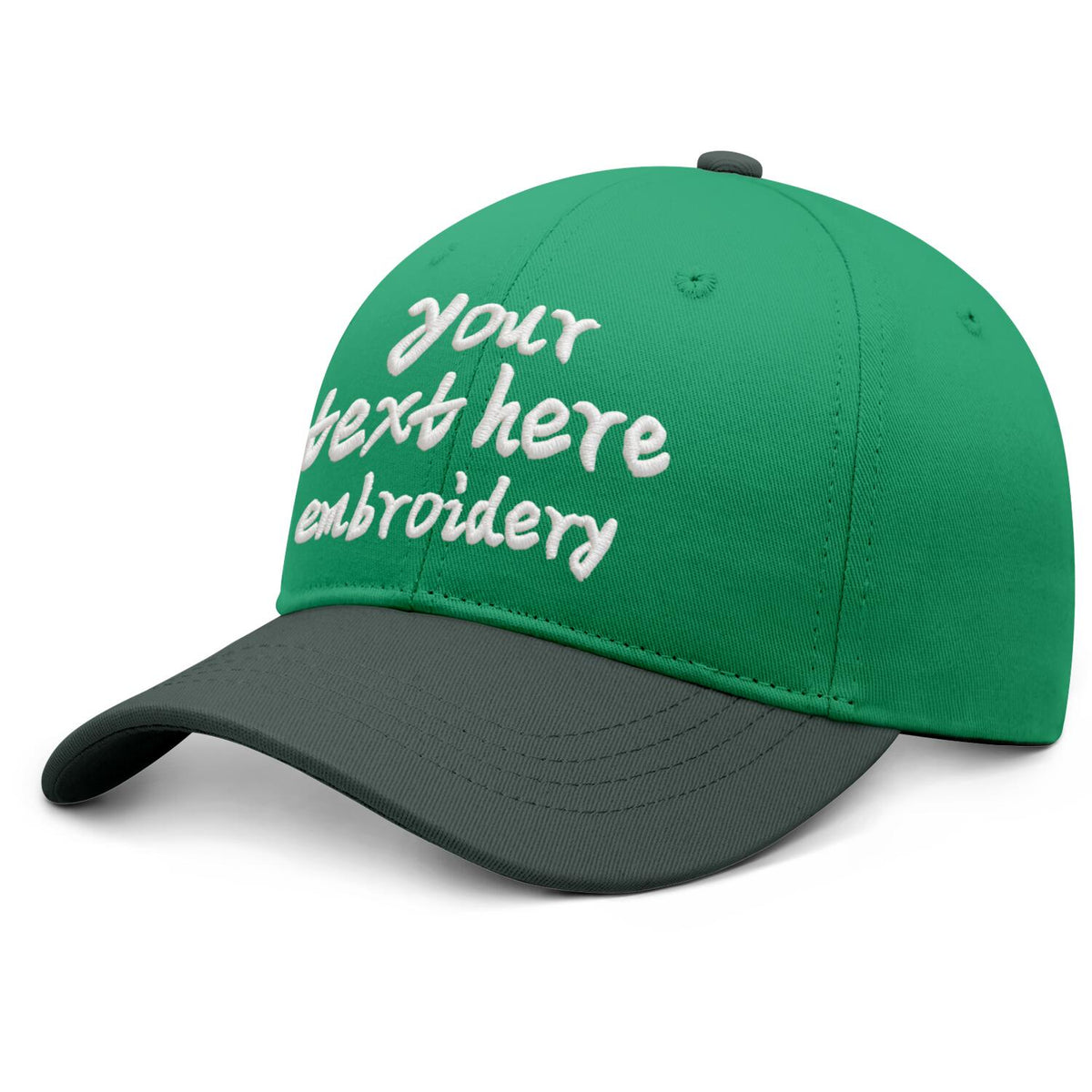 Vosoli Green Dark Gray Two-Tone Baseball Cap - Unisex Custom 3D Embroidery or Print