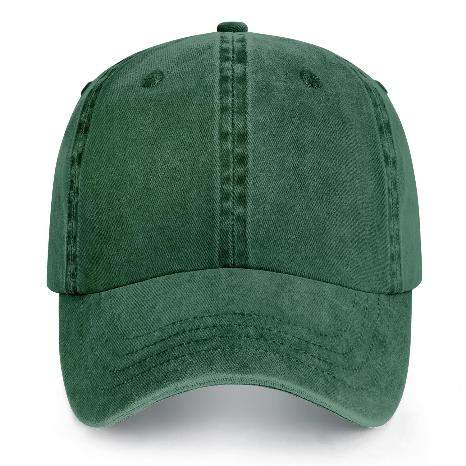 Vosoli Forest Green Washed Denim Unisex Baseball Cap - Team Custom Embroider or Print Personalized Hat