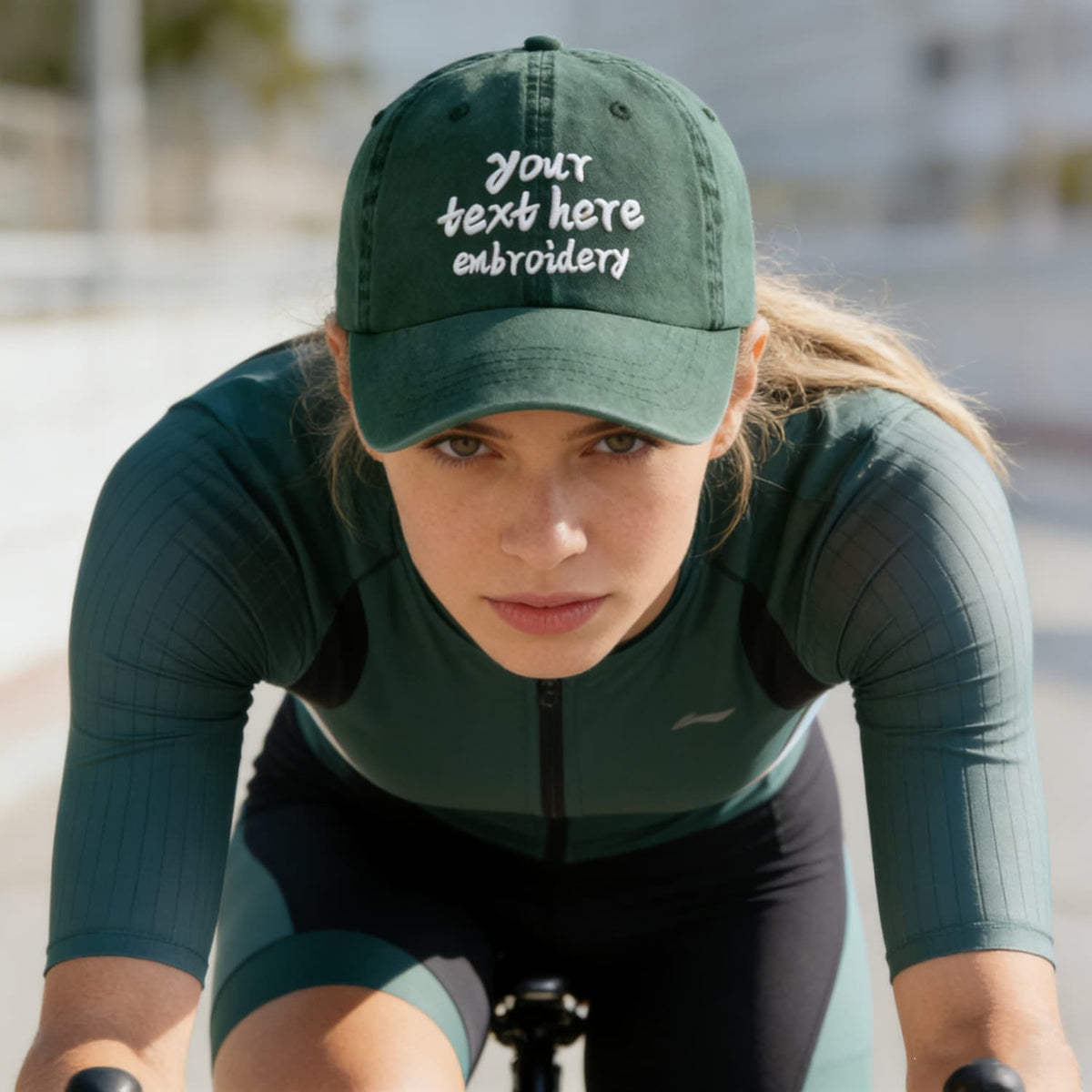 Vosoli Forest Green Washed Denim Unisex Baseball Cap - Team Custom Embroider or Print Personalized Hat