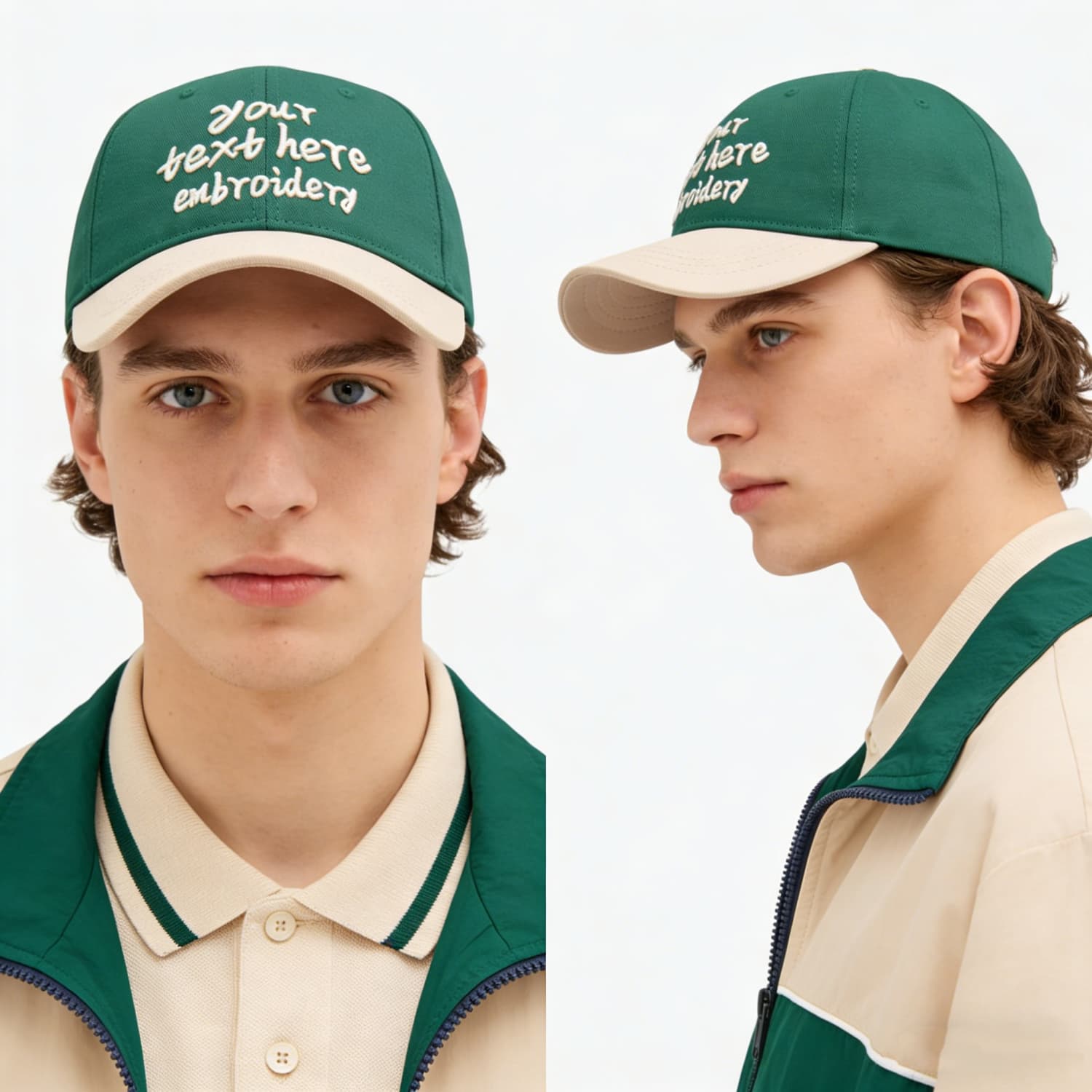 Vosoli Green Sand Two-Tone Baseball Cap - Unisex Custom 3D Embroidery or Print