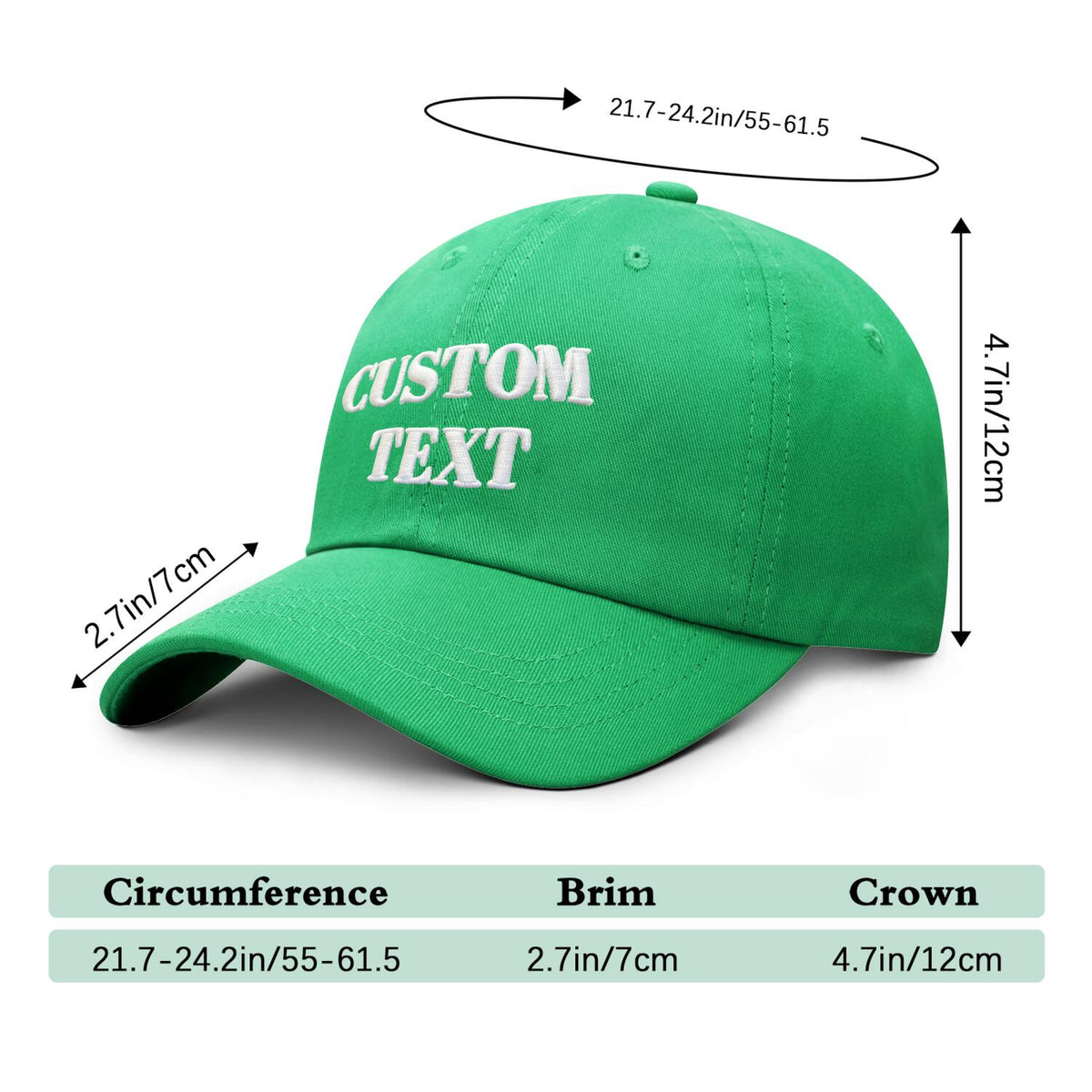 Vosoli Lime Green Unisex Baseball Cap - Personal & Team Custom 3D Embroidery or Print Hat