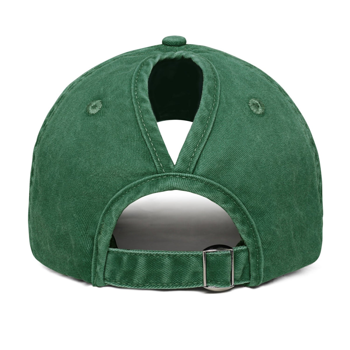 Vosoli Forest Green Washed Denim Women’s Ponytail Cap - Team Custom 3D Embroidery or Print Personalized Hat
