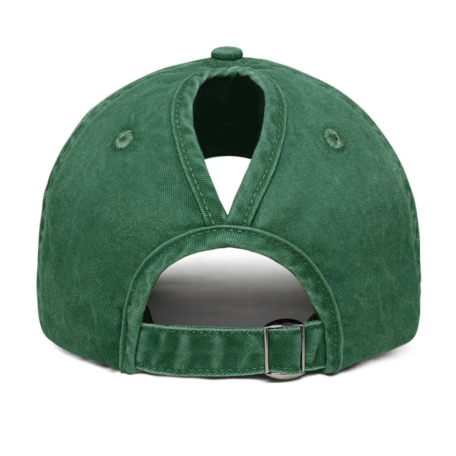Vosoli Forest Green Washed Denim Women’s Ponytail Cap - Team Custom 3D Embroidery or Print Personalized Hat