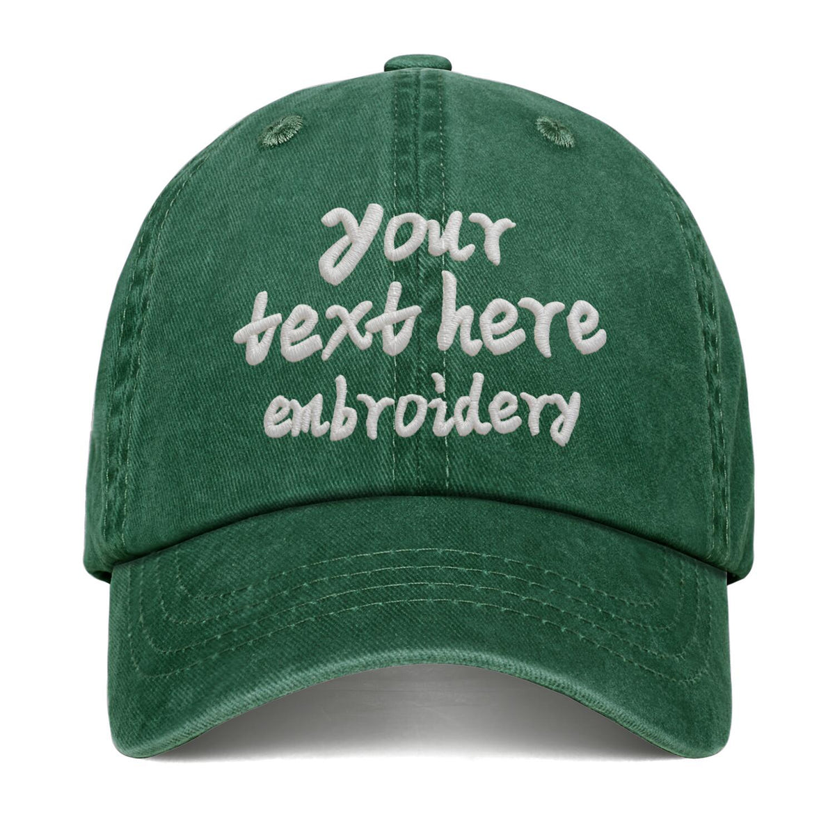 Vosoli Forest Green Washed Denim Women’s Ponytail Cap - Team Custom 3D Embroidery or Print Personalized Hat