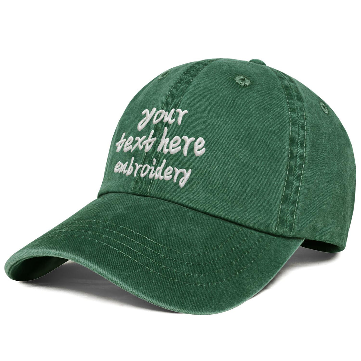 Vosoli Forest Green Washed Denim Women’s Ponytail Cap - Team Custom 3D Embroidery or Print Personalized Hat