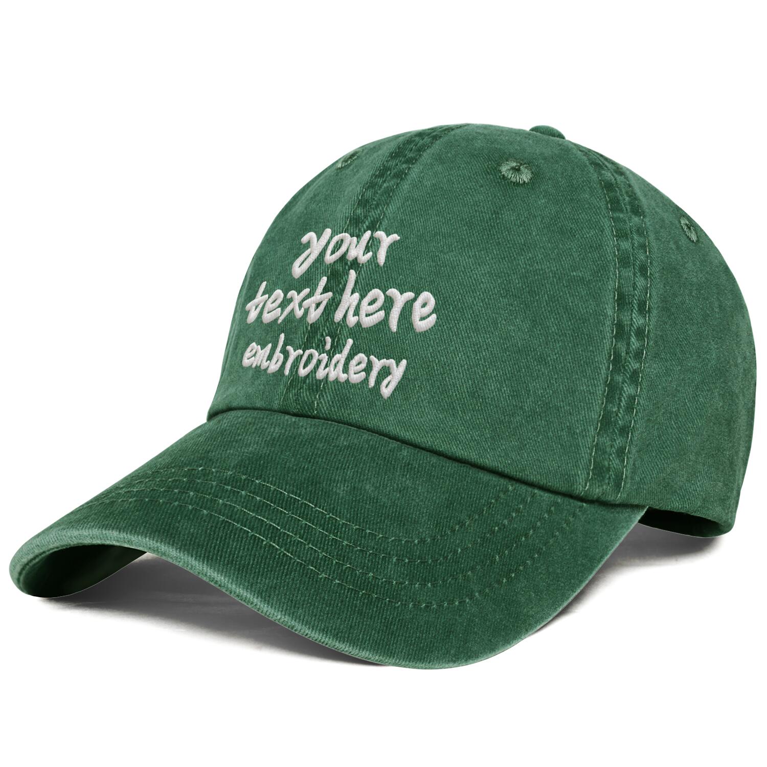 Vosoli Forest Green Washed Denim Women’s Ponytail Cap - Team Custom 3D Embroidery or Print Personalized Hat