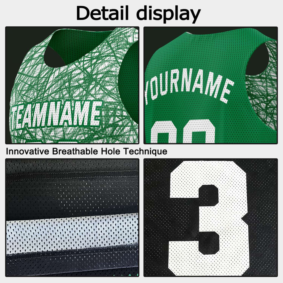 Custom Reversible Basketball Jersey for Individuals & Teams – Green White Abstract Streak | Vosoli