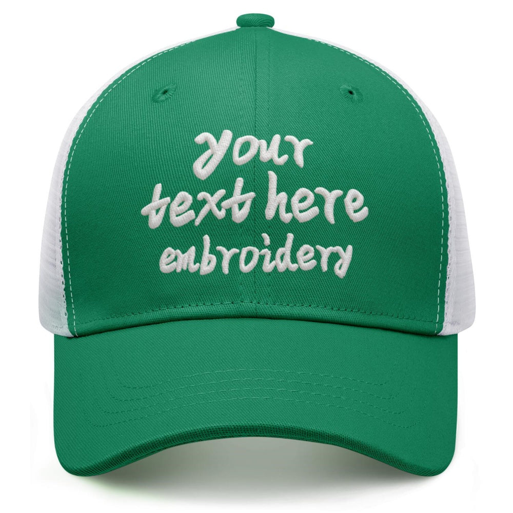 Vosoli Forest Green White Mesh Trucker Cap - Custom Embroidered Personalized Hat
