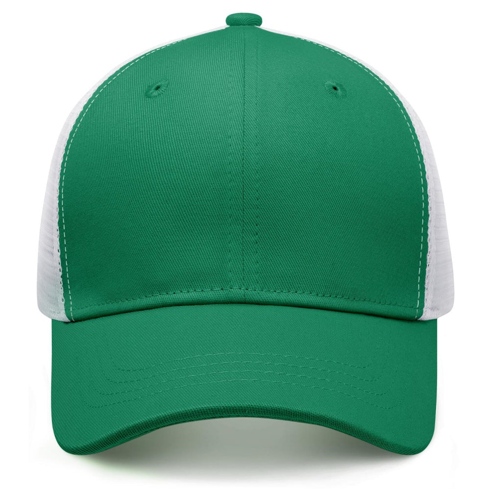 Vosoli Forest Green White Mesh Trucker Cap - Custom Embroidered Personalized Hat