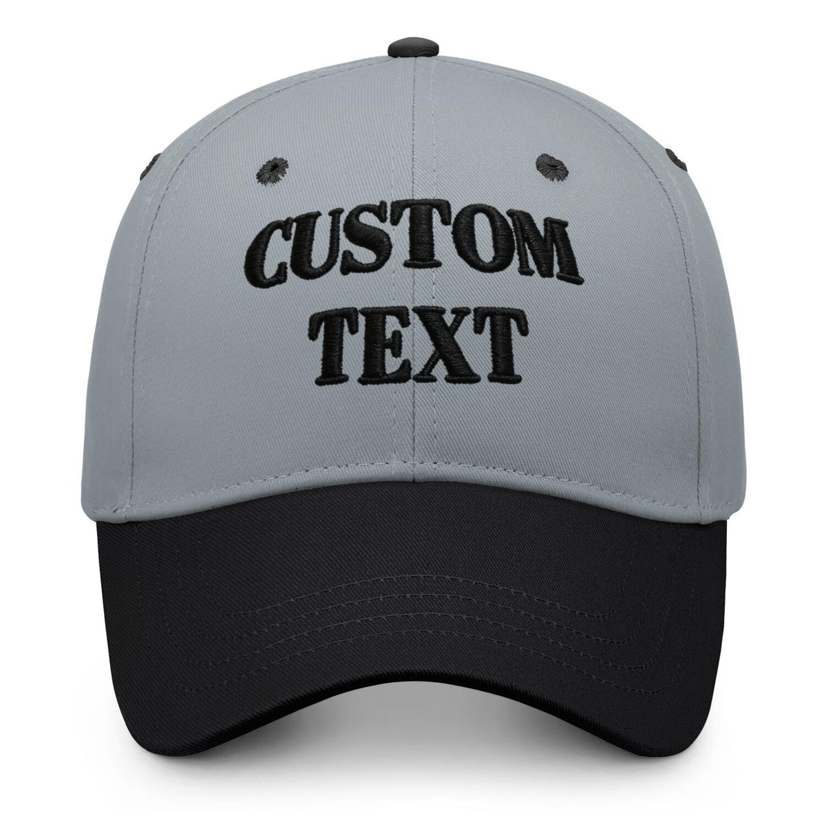 Vosoli Grey Black Two-Tone Baseball Cap - Unisex Custom 3D Embroidery or Print