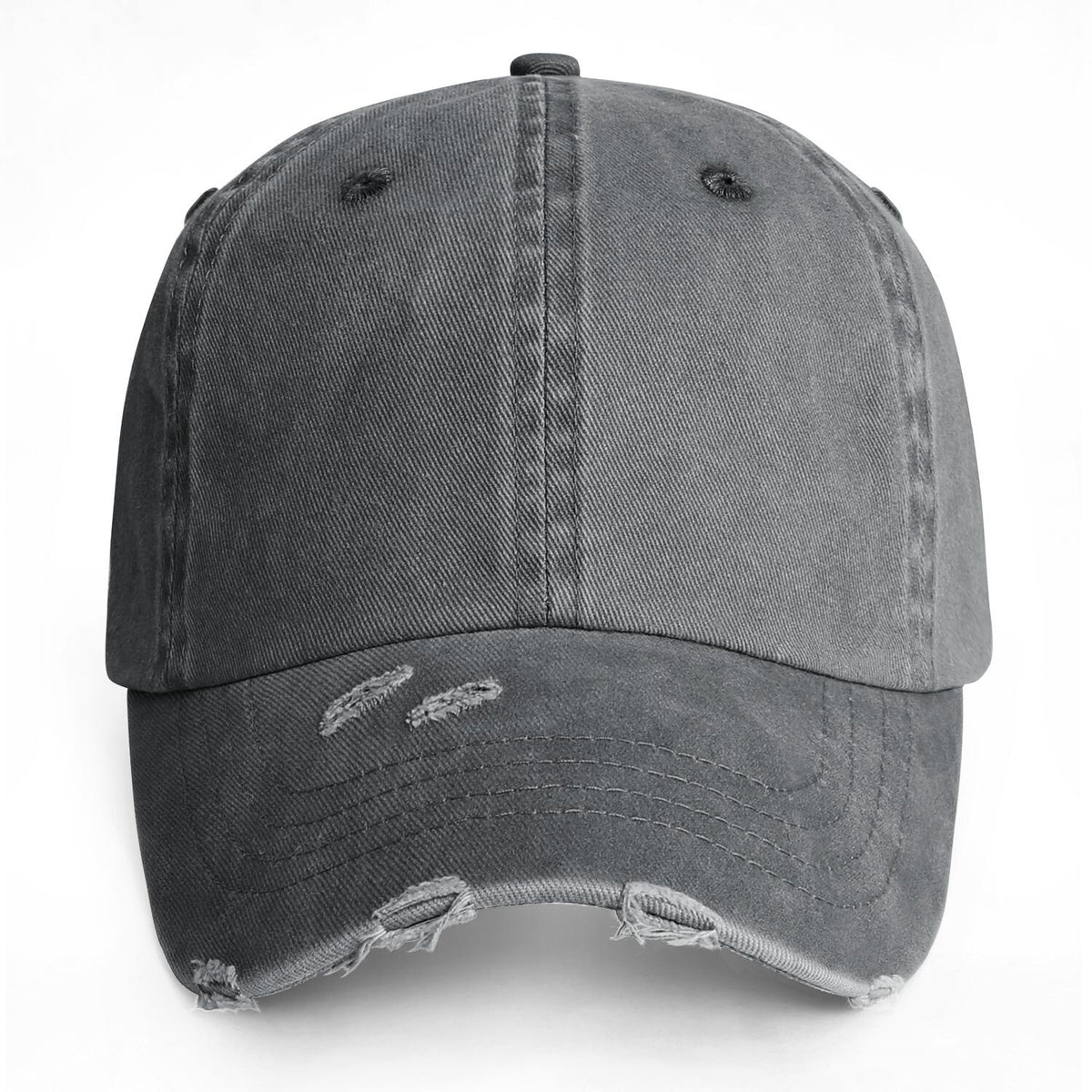 Vosoli Grey Distressed Denim Baseball Cap - Team Custom Embroider or Print Personalized Hat