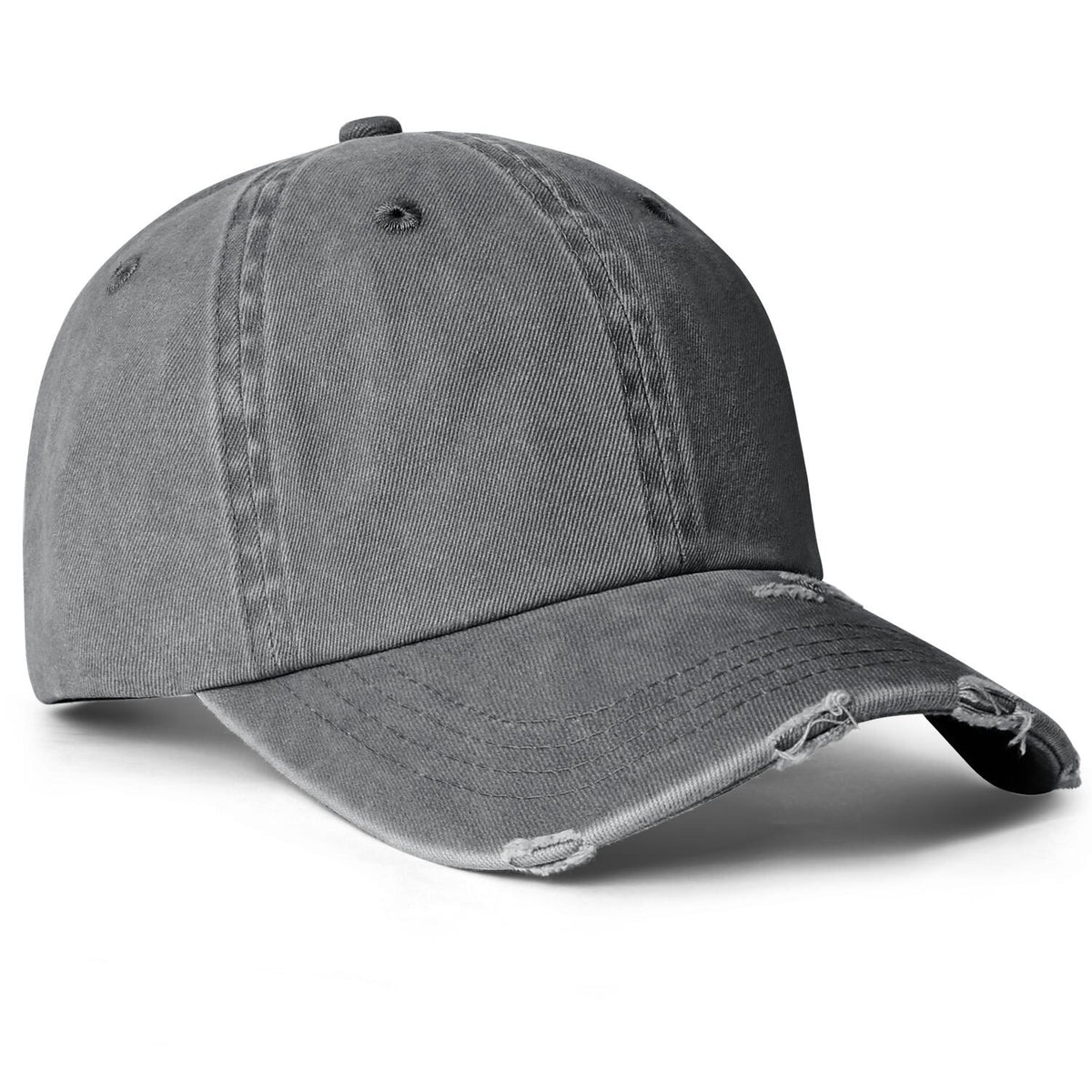 Vosoli Grey Distressed Denim Baseball Cap - Team Custom Embroider or Print Personalized Hat