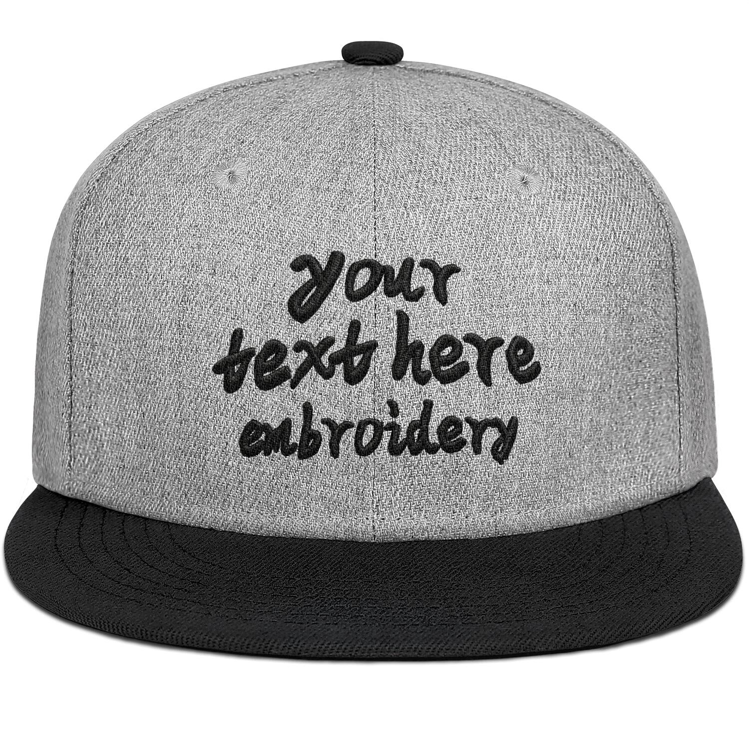 Vosoli Grey Black Flat Brim Cap - Team Custom Embroider or Print Personalized Hat