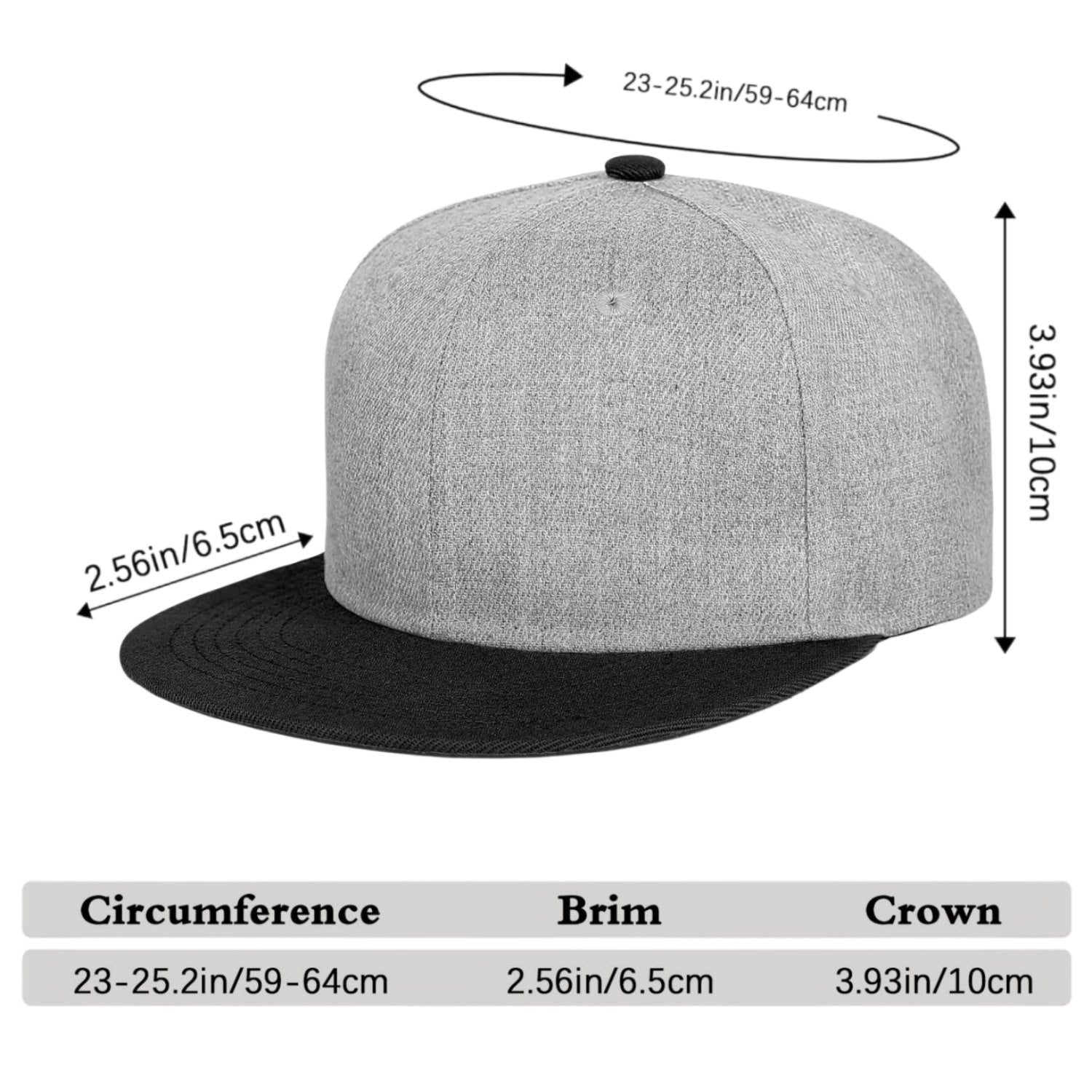 Vosoli Grey Black Flat Brim Cap - Team Custom Embroider or Print Personalized Hat