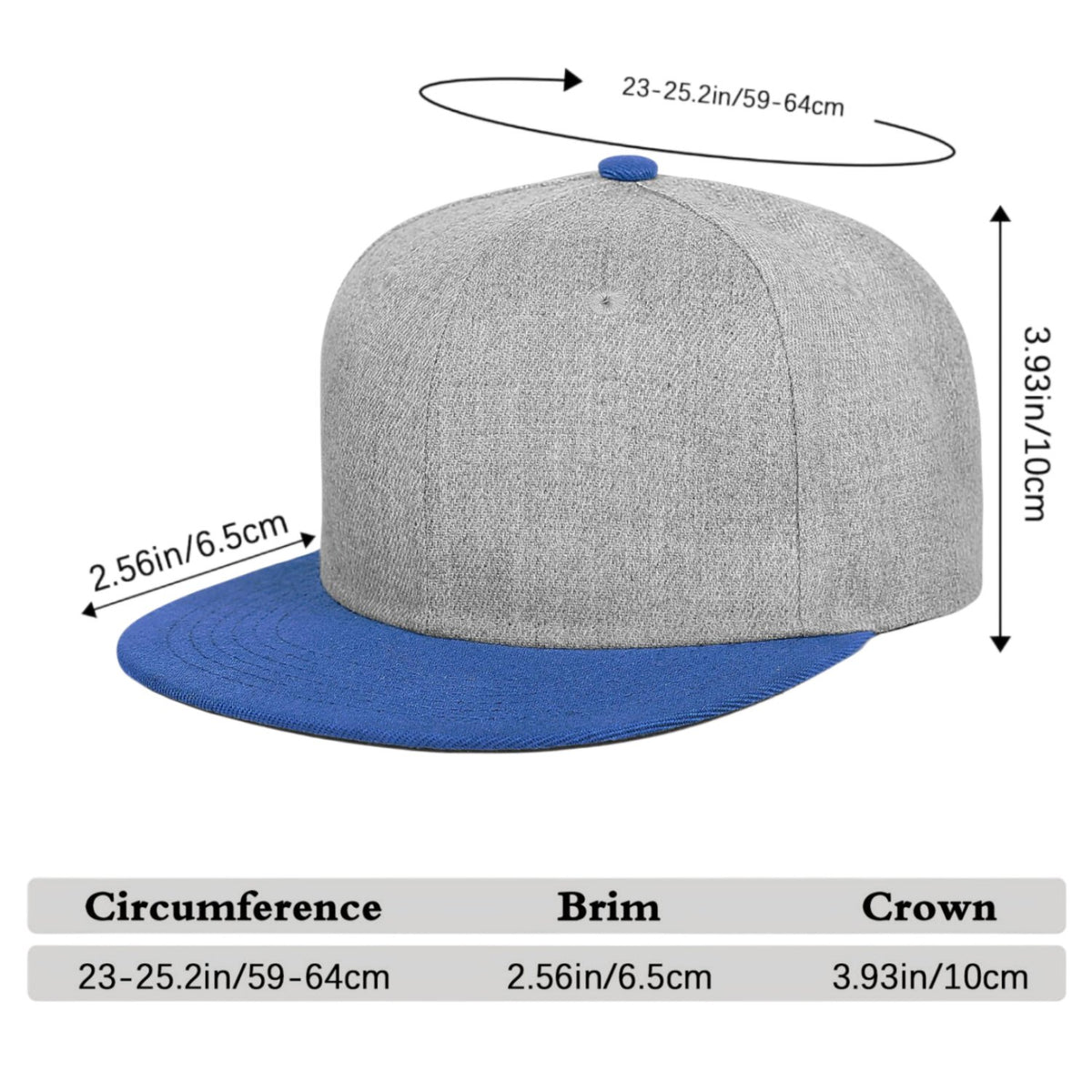 Vosoli Grey Blue Flat Brim Cap - Team Custom Embroider or Print Personalized Hat