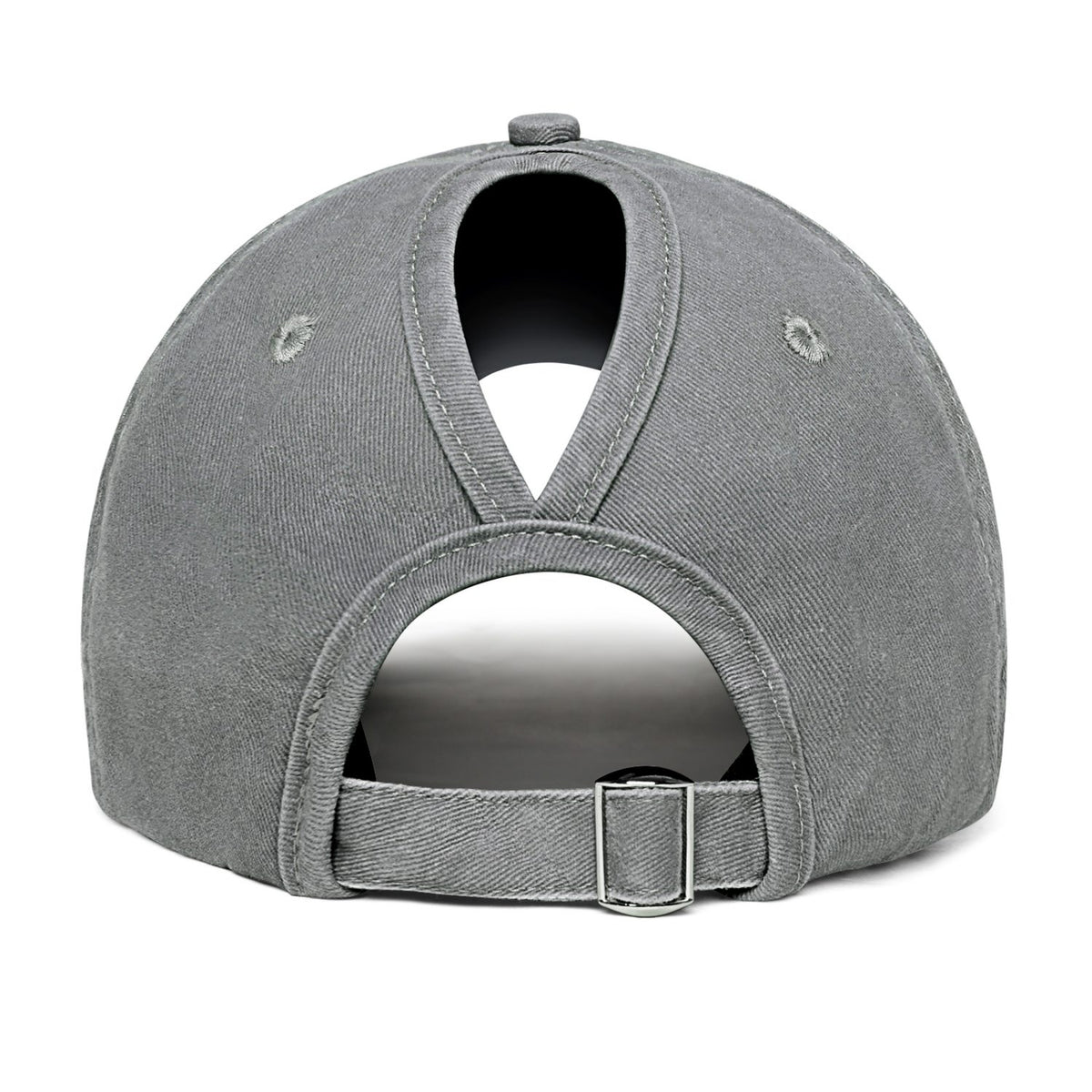 Vosoli Grey Washed Denim Women’s Ponytail Cap - Team Custom 3D Embroidery or Print Personalized Hats
