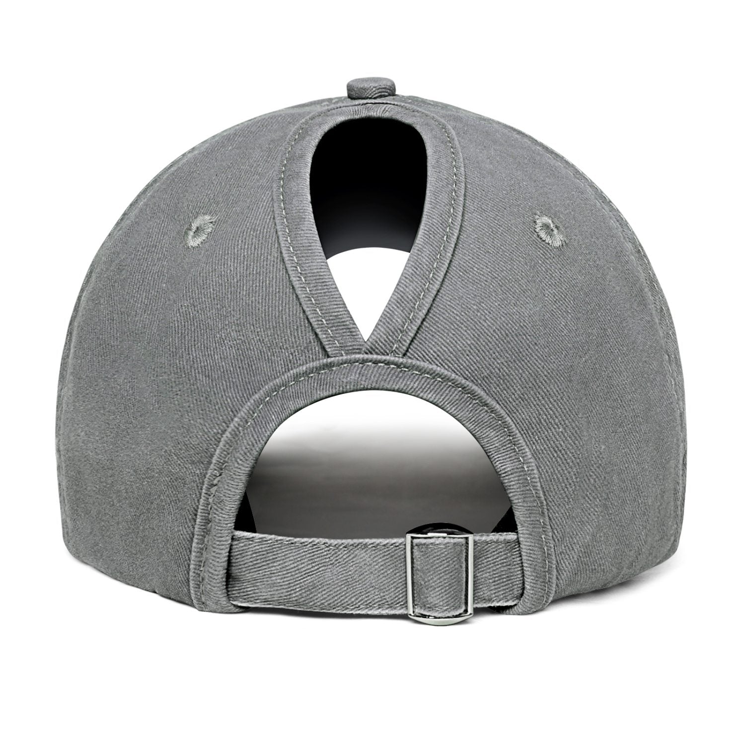 Vosoli Grey Washed Denim Women’s Ponytail Cap - Team Custom 3D Embroidery or Print Personalized Hats