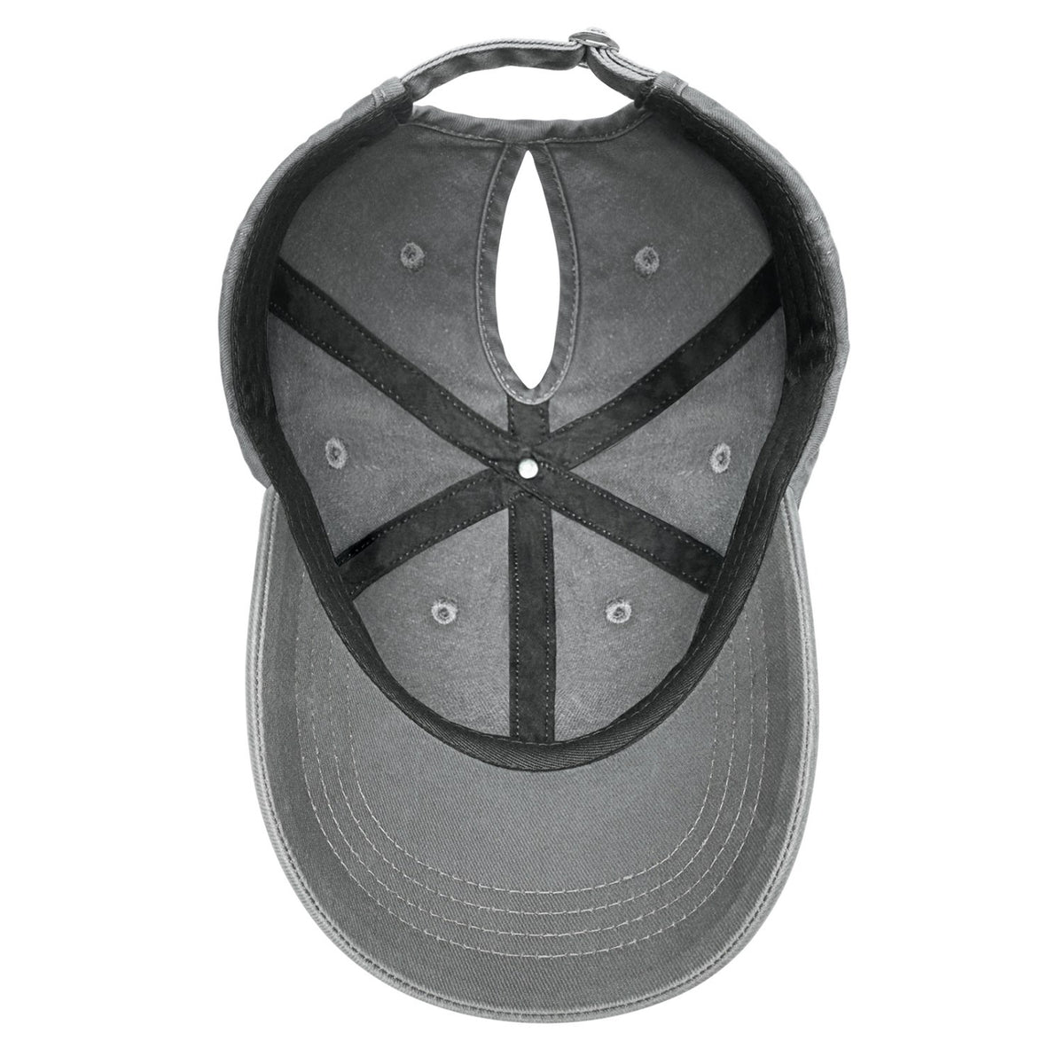 Vosoli Grey Washed Denim Women’s Ponytail Cap - Team Custom 3D Embroidery or Print Personalized Hats