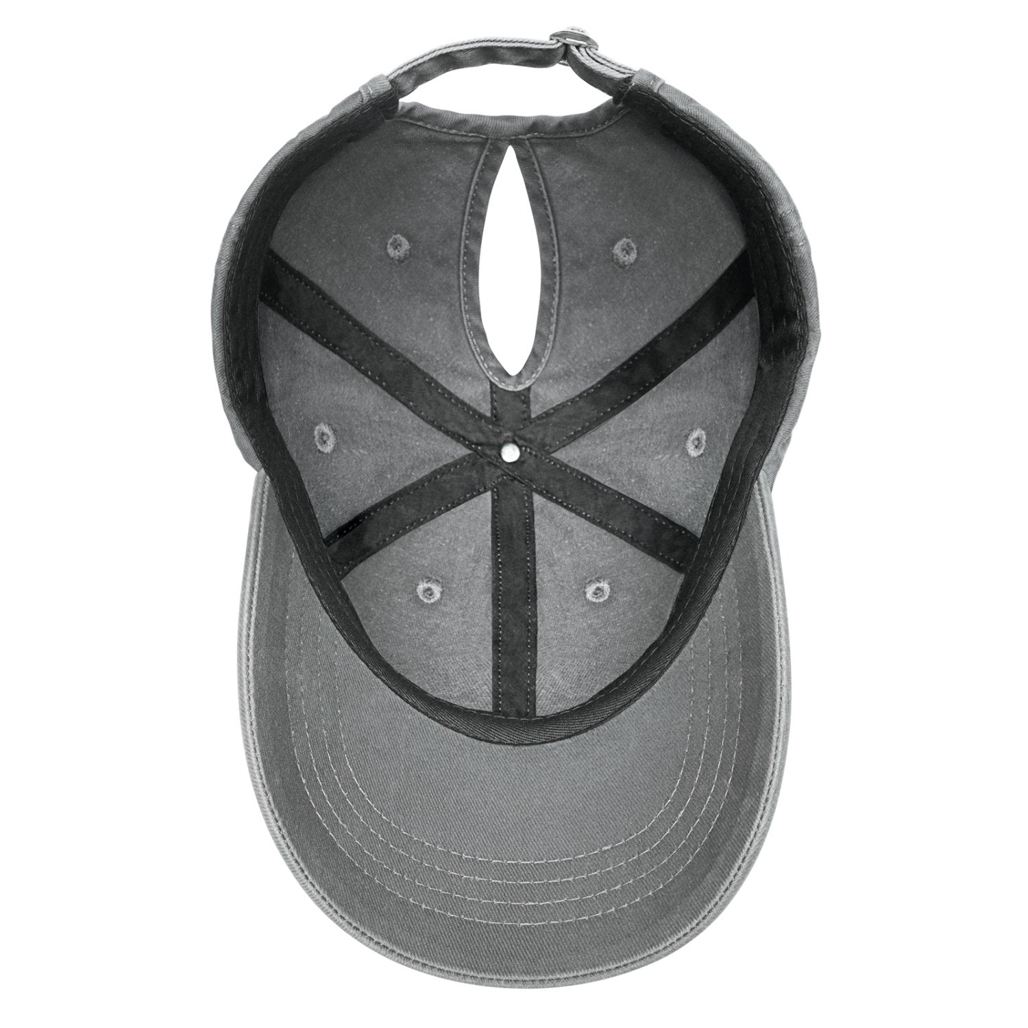 Vosoli Grey Washed Denim Women’s Ponytail Cap - Team Custom 3D Embroidery or Print Personalized Hats