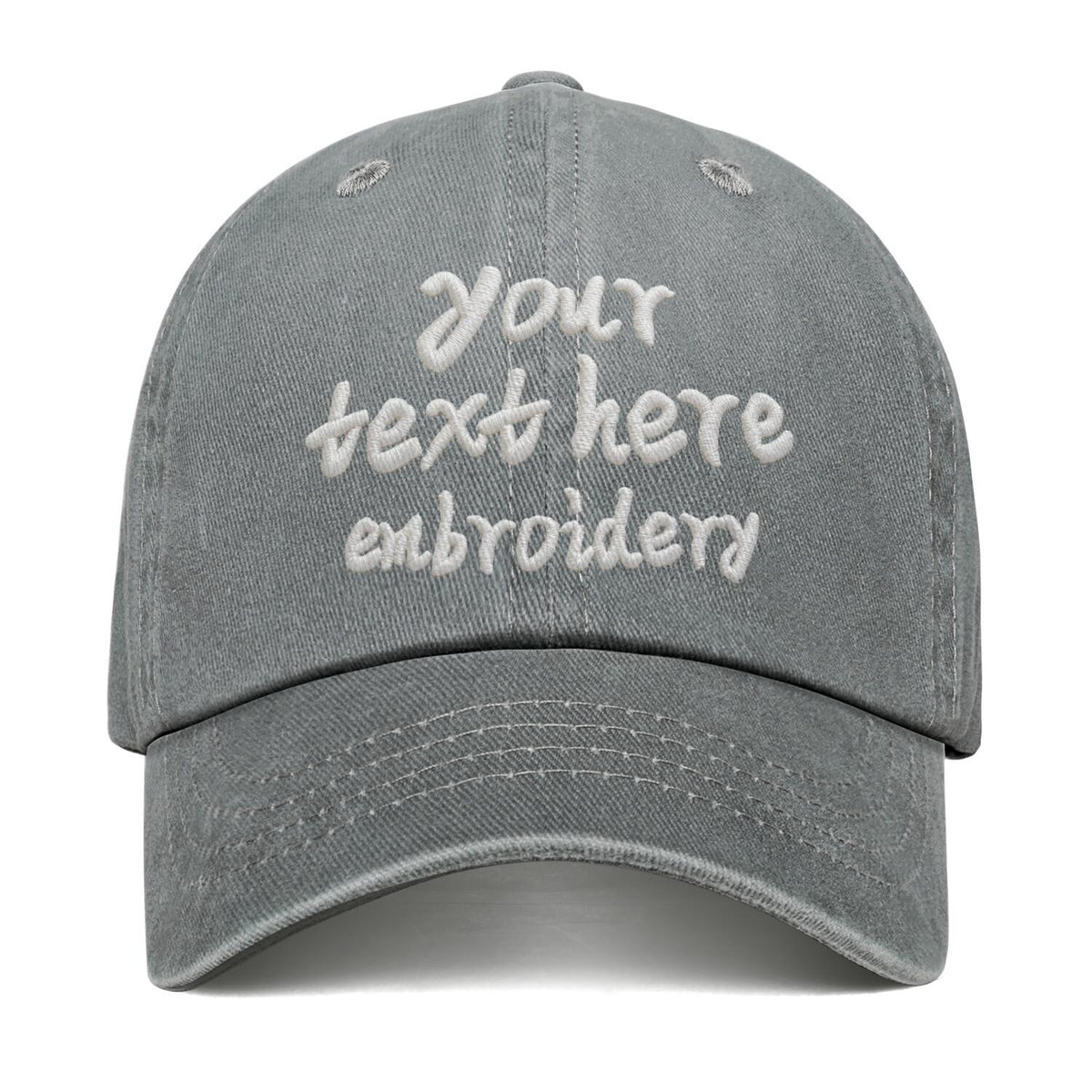 Vosoli Grey Washed Denim Women’s Ponytail Cap - Team Custom 3D Embroidery or Print Personalized Hats