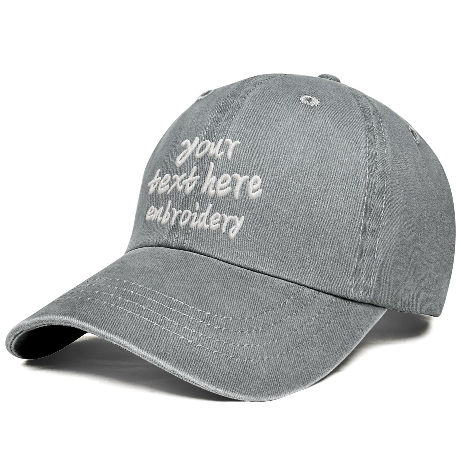 Vosoli Grey Washed Denim Women’s Ponytail Cap - Team Custom 3D Embroidery or Print Personalized Hats