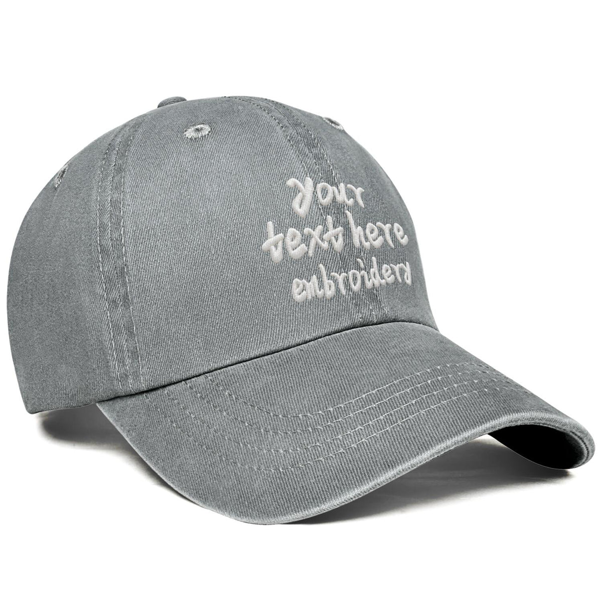 Vosoli Grey Washed Denim Women’s Ponytail Cap - Team Custom 3D Embroidery or Print Personalized Hats