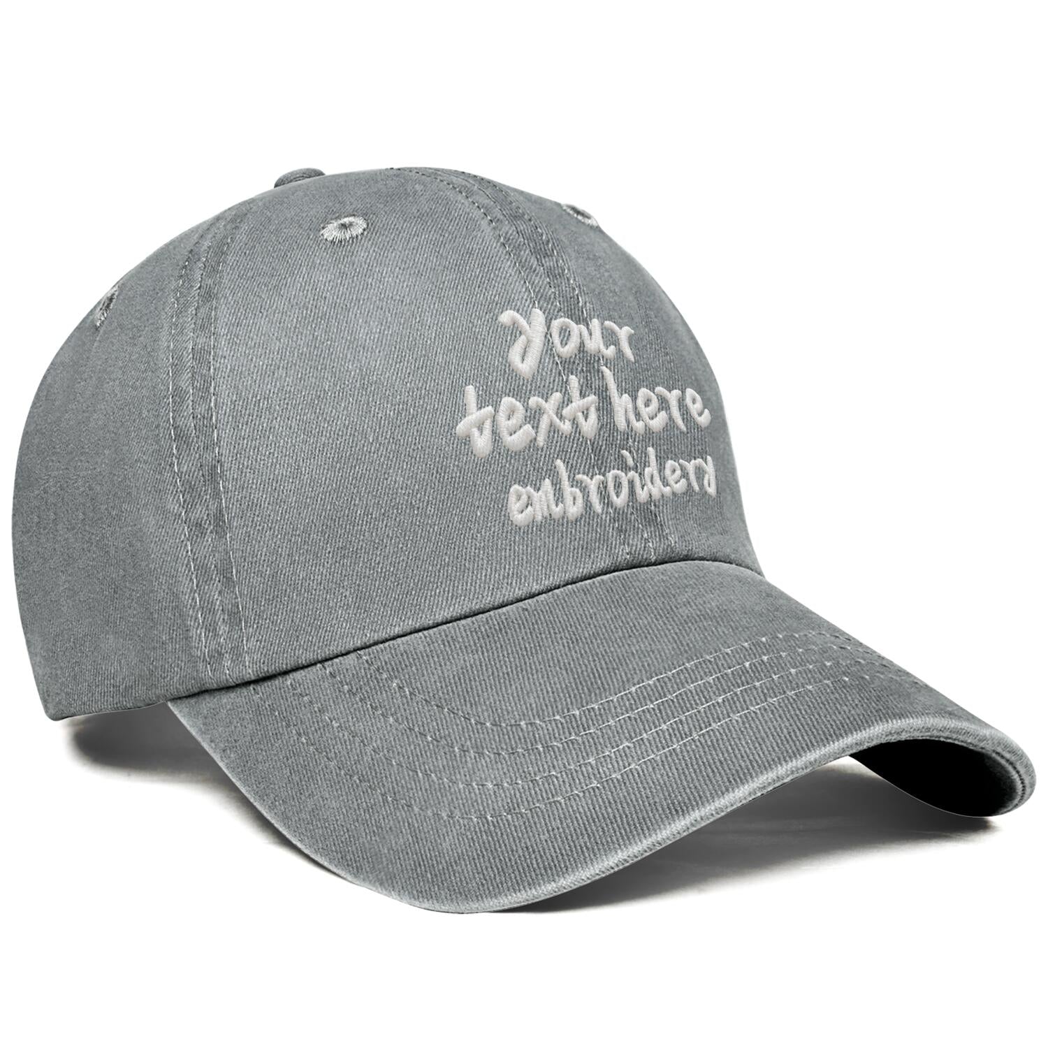 Vosoli Grey Washed Denim Women’s Ponytail Cap - Team Custom 3D Embroidery or Print Personalized Hats