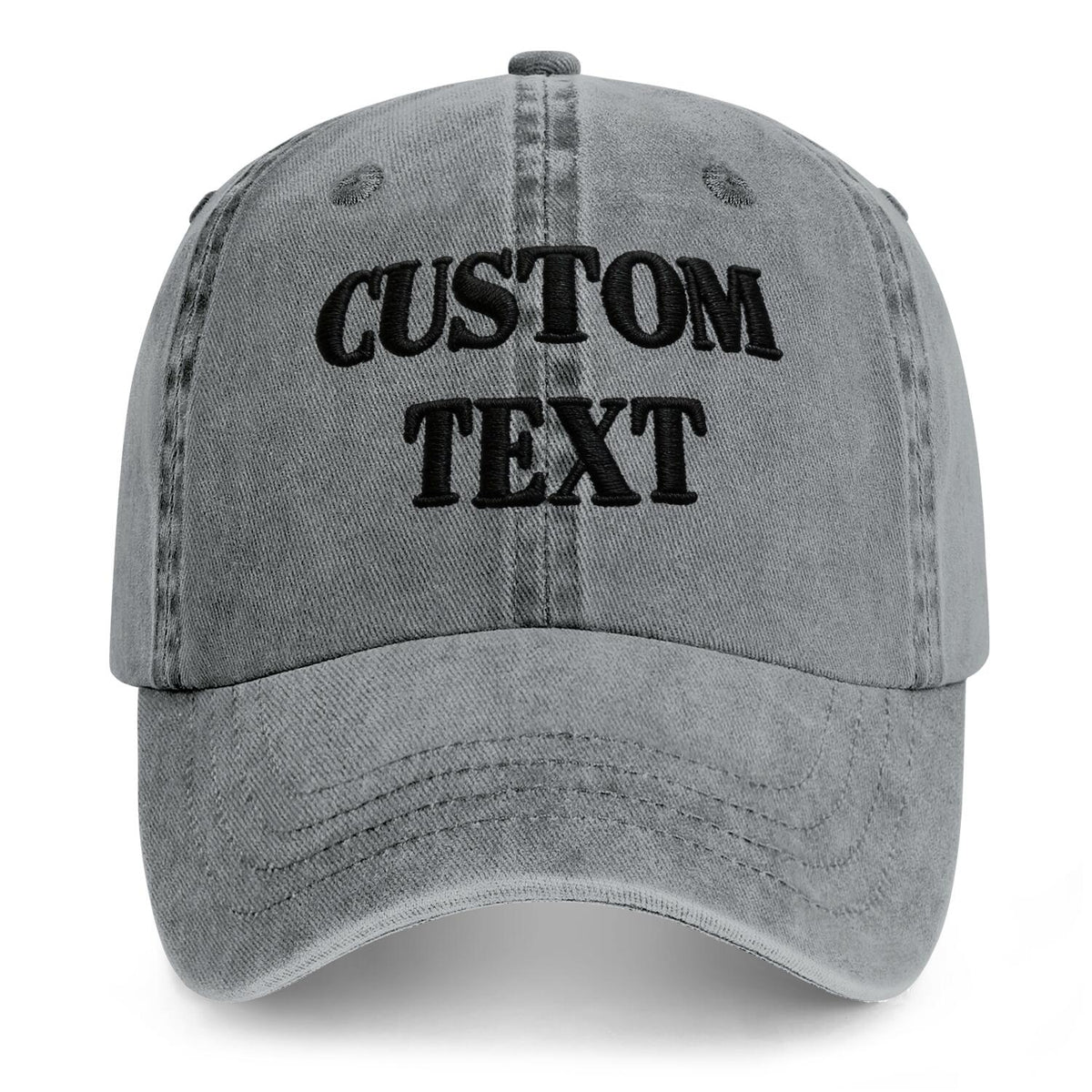 Vosoli Grey Washed Denim Unisex Baseball Cap - Team Custom 3D Embroidery or Print Personalized Hat