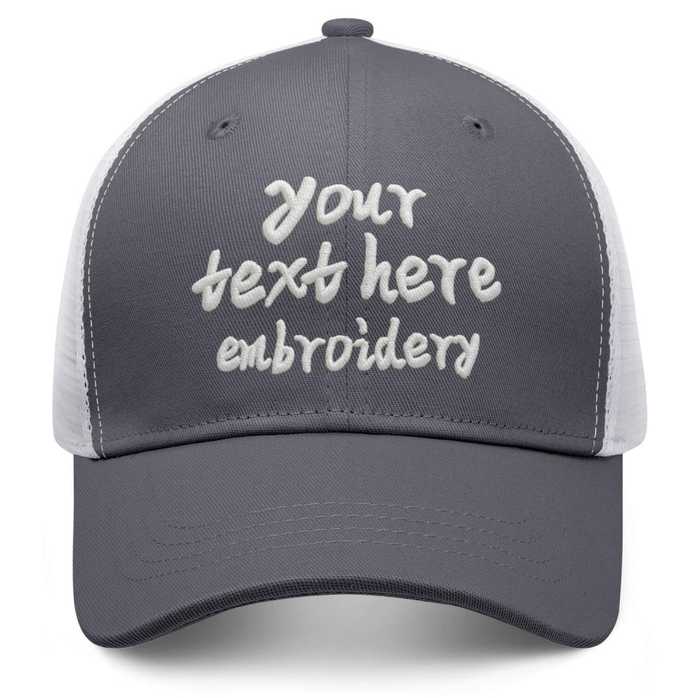 Vosoli Grey White Mesh Trucker Cap - Custom Embroidered Personalized Hat