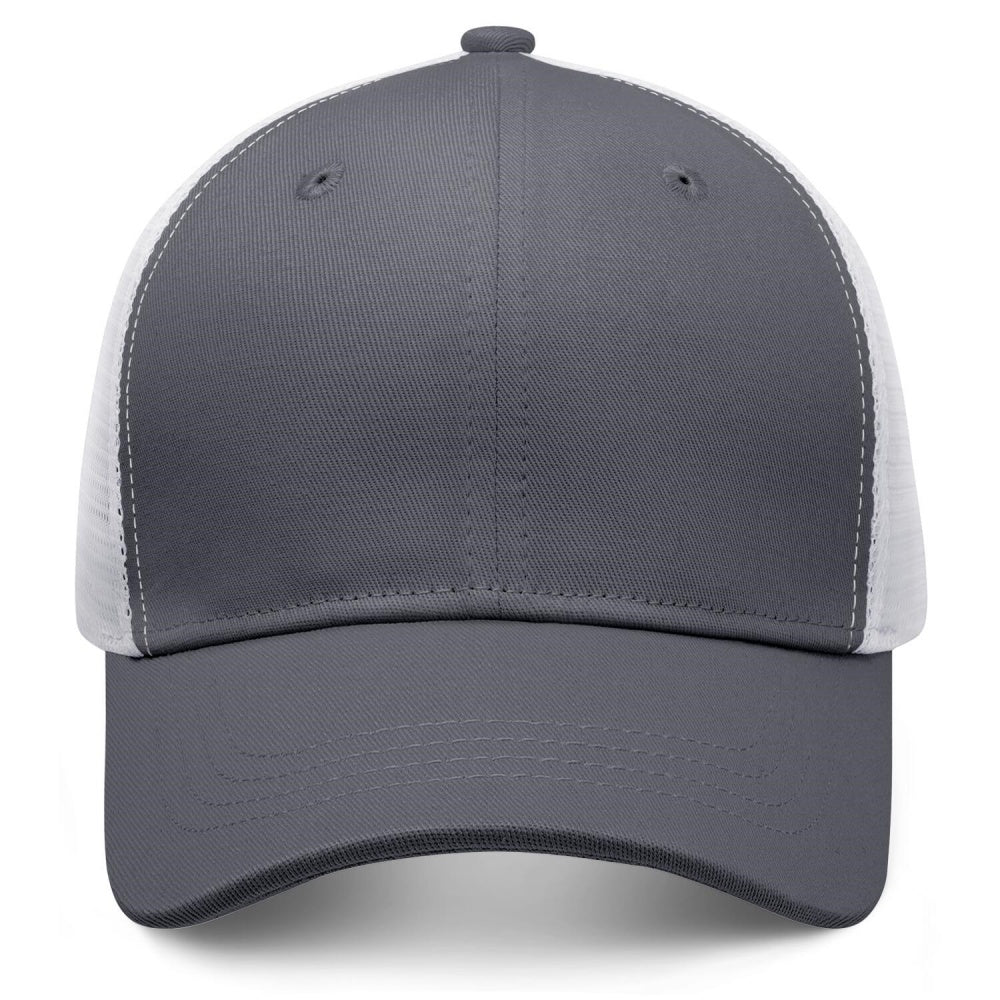 Vosoli Grey White Mesh Trucker Cap - Custom Embroidered Personalized Hat