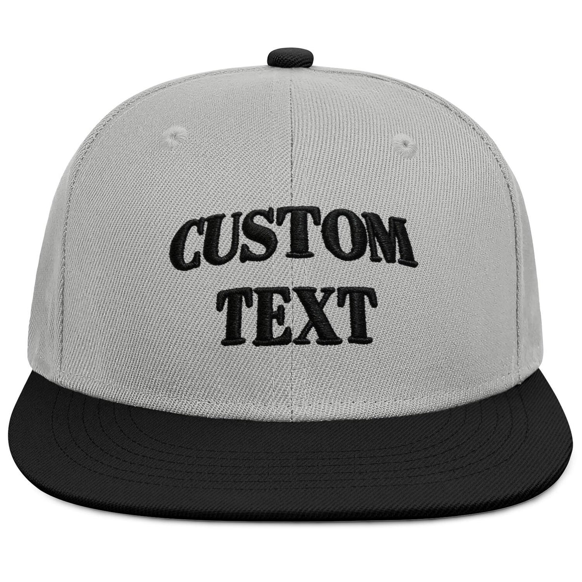 Vosoli Gray &amp; Black Color-Block Flat-Brim Hat - Unisex Personal &amp; Team Custom 3D Embroidery or Print Cap