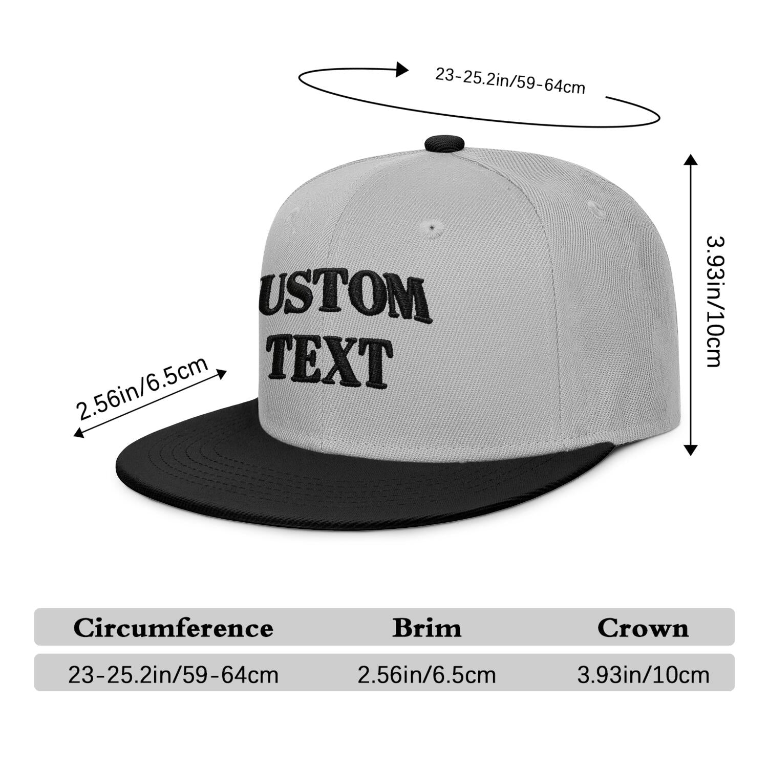 Vosoli Gray & Black Color-Block Flat-Brim Hat - Unisex Personal & Team Custom 3D Embroidery or Print Cap