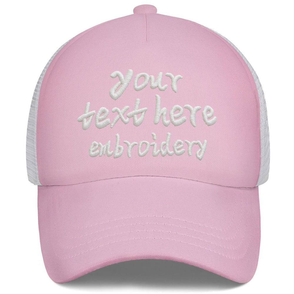 Vosoli Kids Pink White Mesh Trucker Cap - Custom Embroidered Personalized Children’s Hat