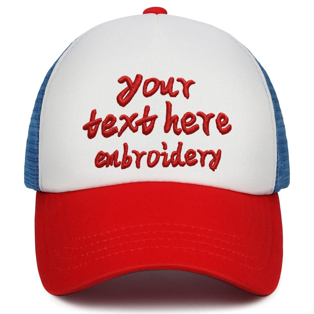 Vosoli Kids Red White Blue Mesh Trucker Cap - Custom Embroidered Personalized Children’s Hat